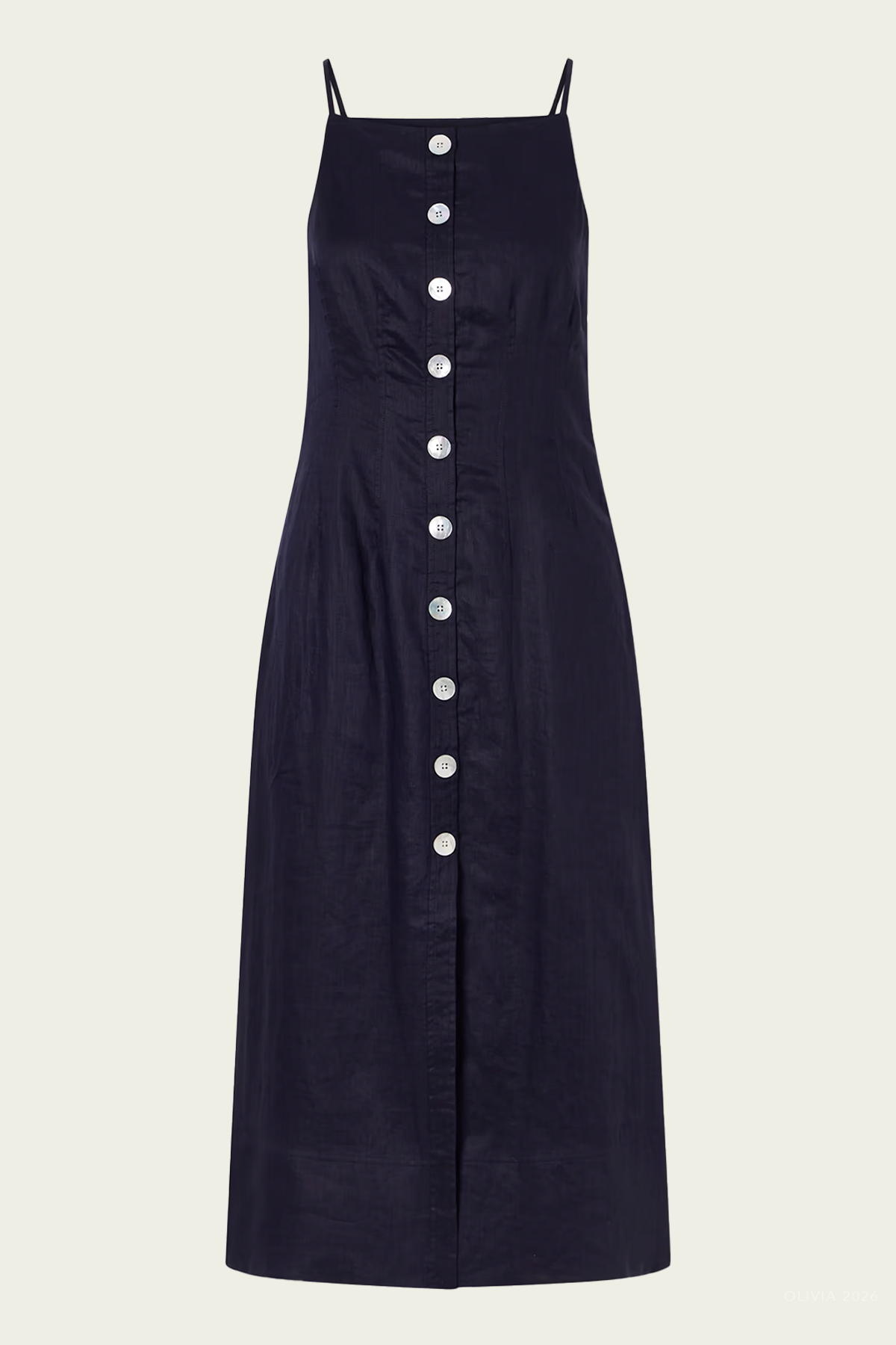 navy blue linen midi dress Navy Blue Linen Cotton Maxi Dress with Pleated Waist and Relaxed Fit