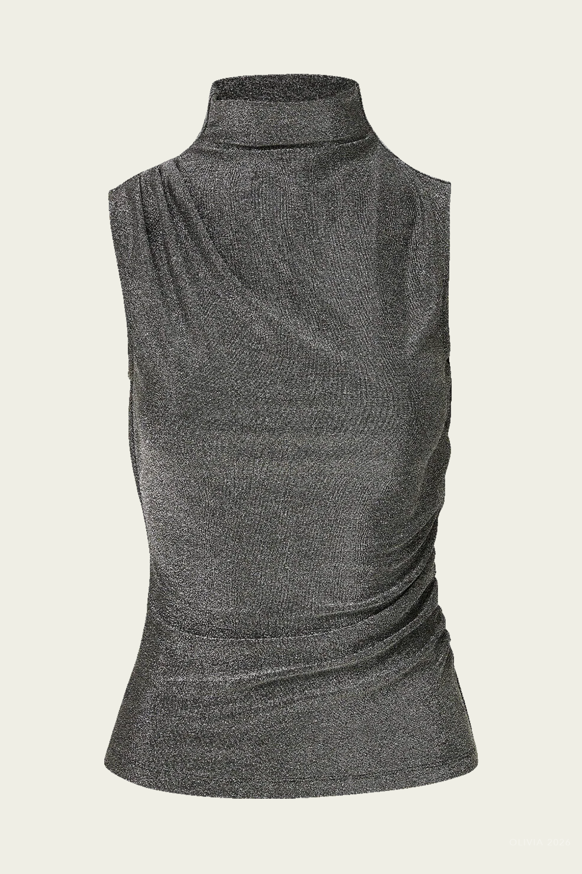Mylie Mock-Neck Tank Top in Gunmetal