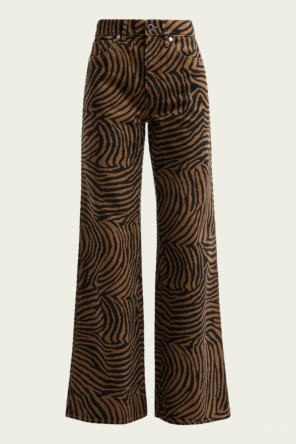 Kasey Ziger-Print Wide-Leg Jeans on Ochre Black