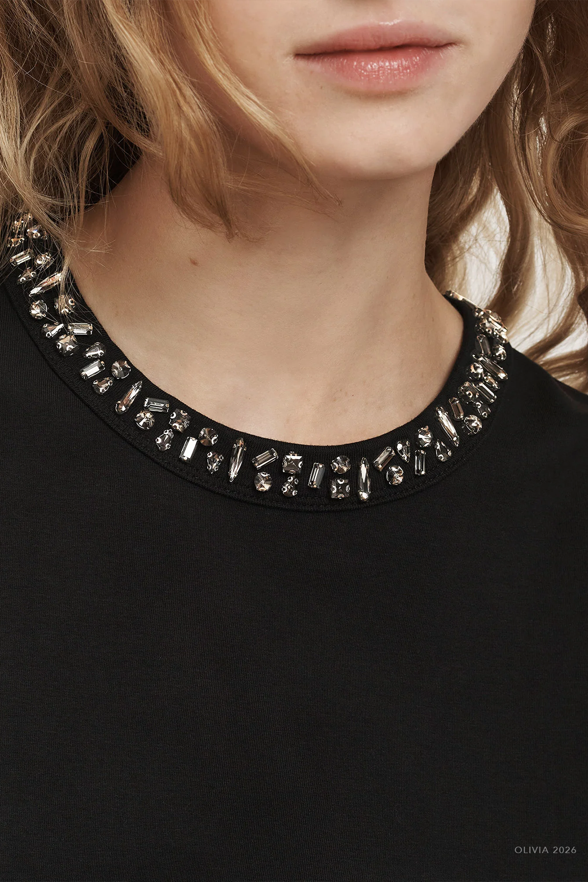 Sebastian Embellished T-Shirt in Black