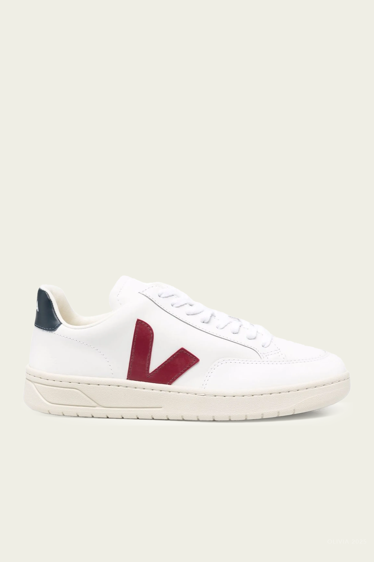 V-12 Leather Men Sneaker in White Marsala Nautico