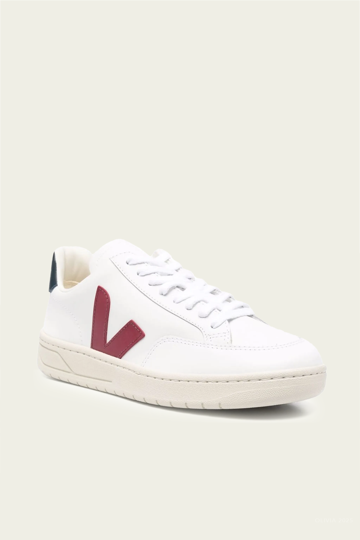 V-12 Leather Men Sneaker in White Marsala Nautico