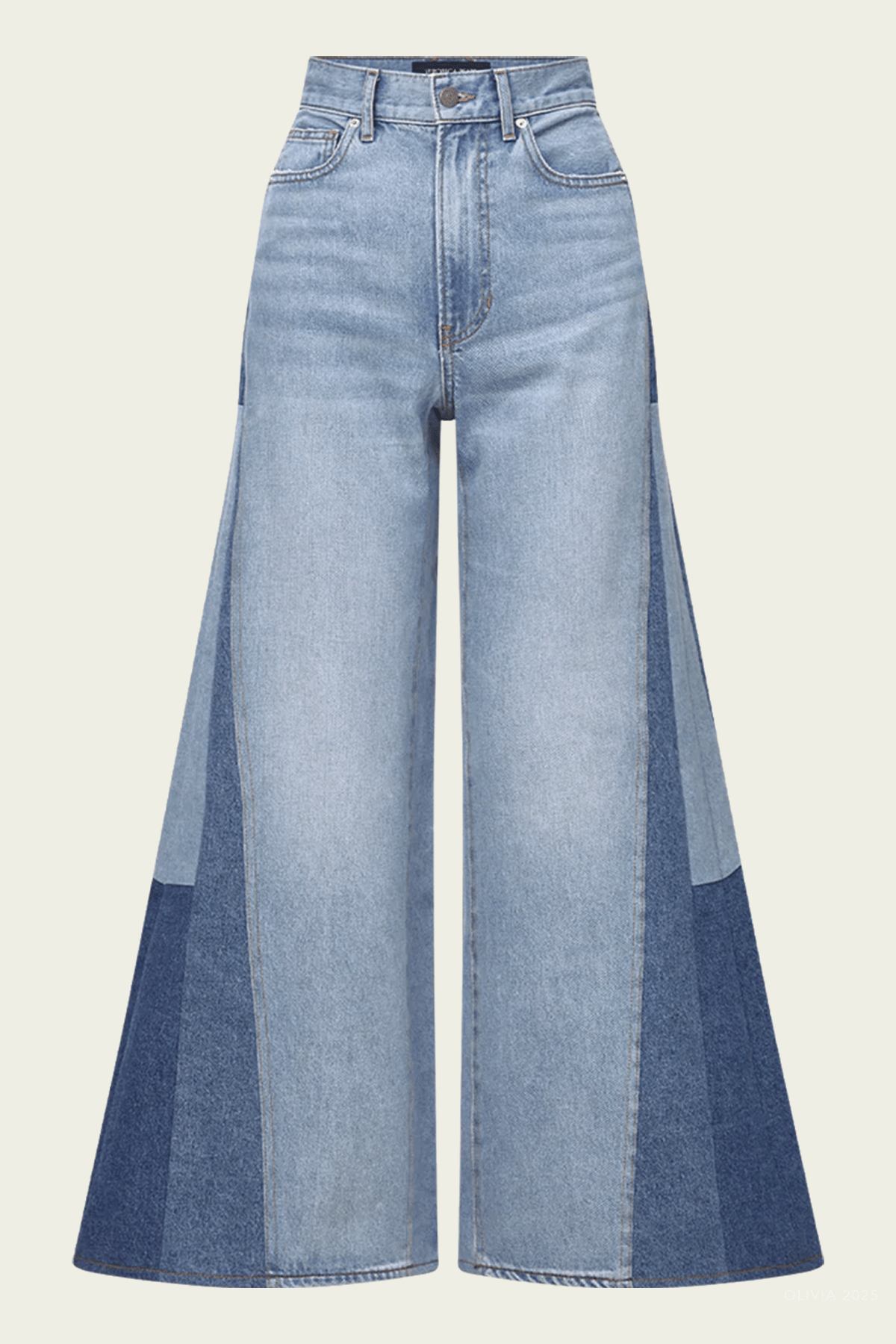 Vicki Patchwork Wide - Leg Jean in Wanderer Undone - shop - olivia.com