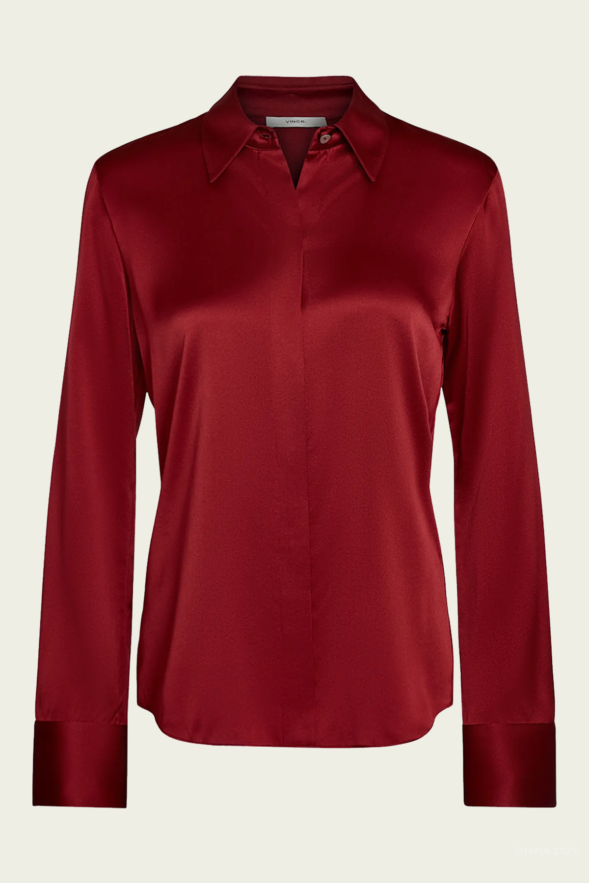 Silk Satin Slim-Fit Shirt in Ruby Ink