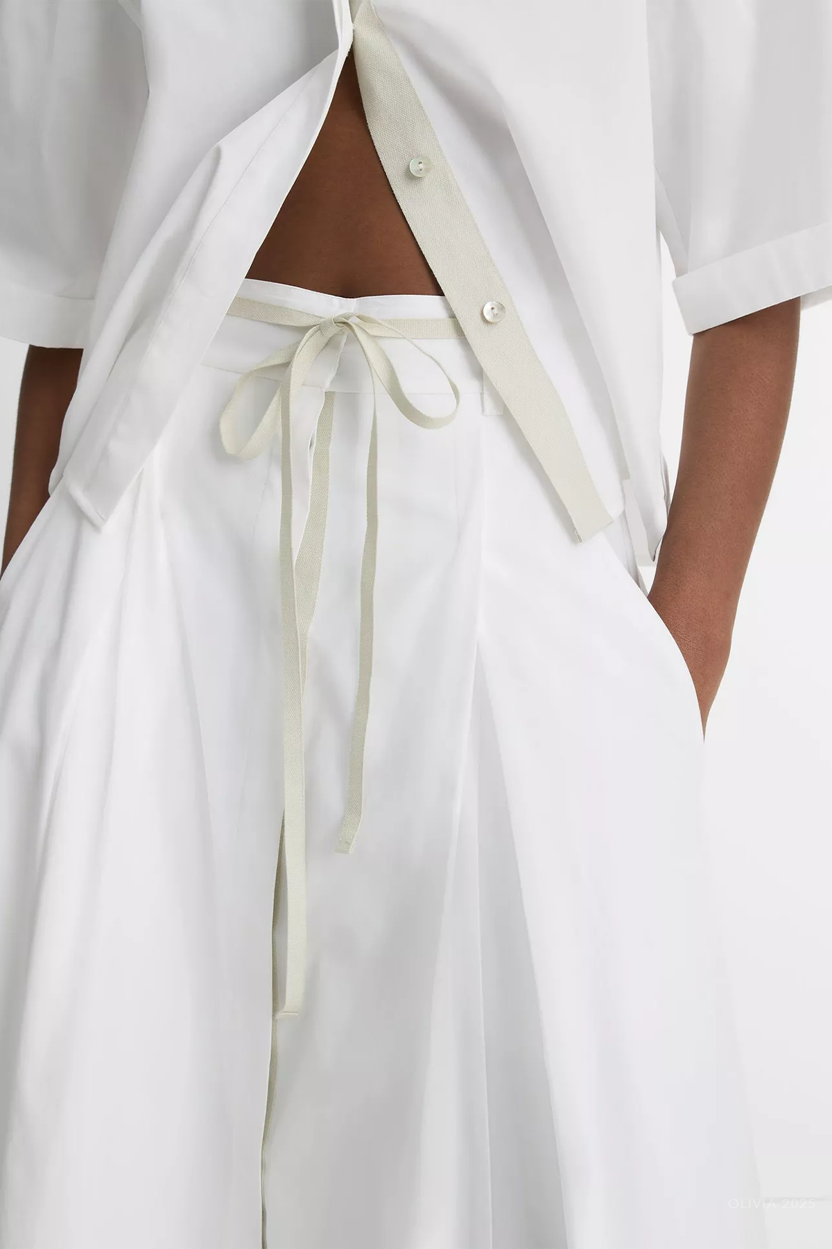 Canvas Tape Cotton Skirt in Optic White