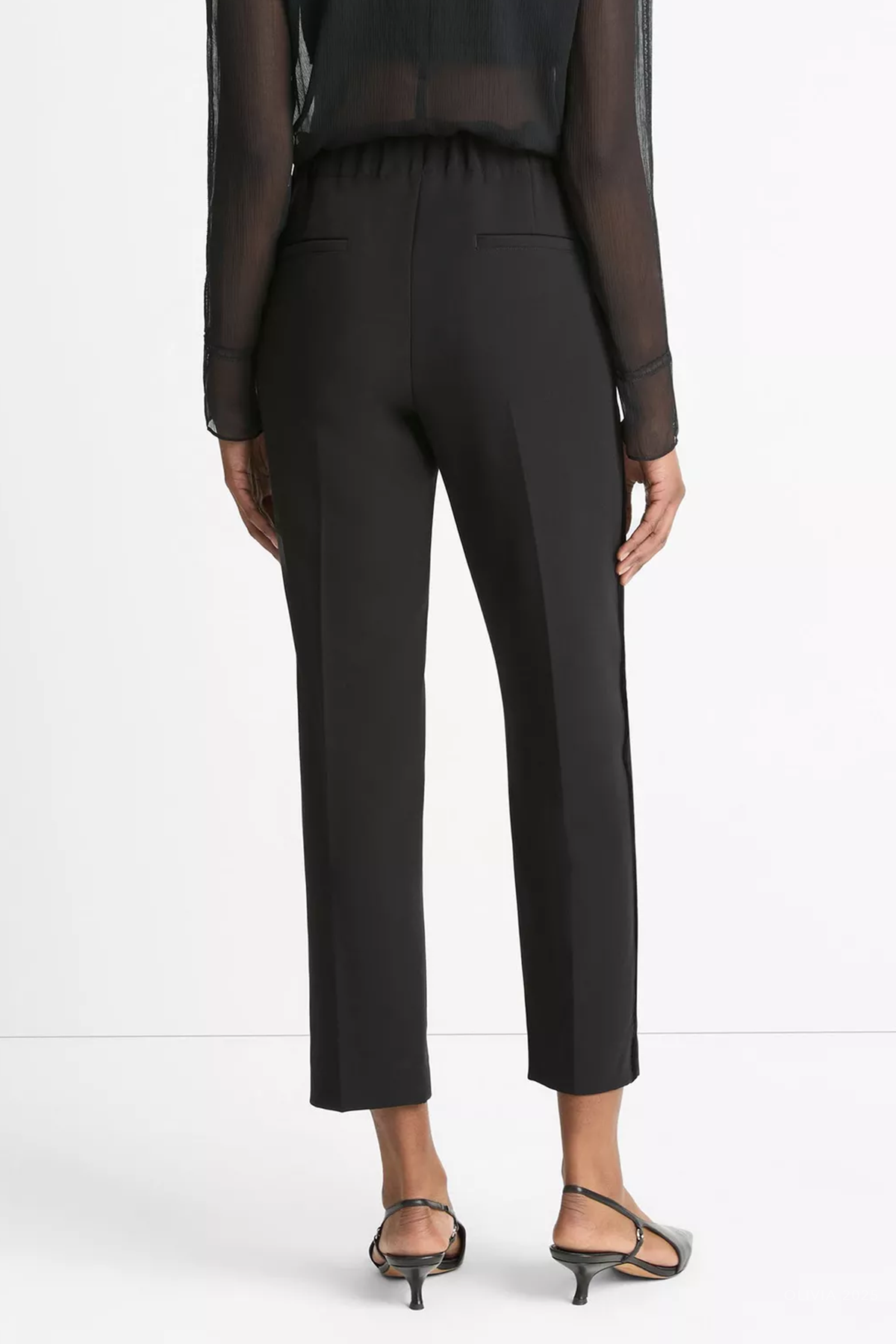Velvet-Trim Pull-On Pant in Black