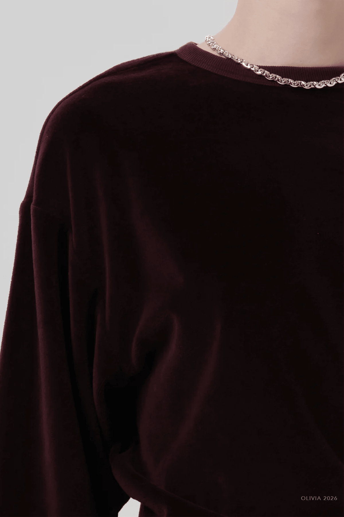 Vintage Velour Crewneck in Burgundy - shop-olivia.com