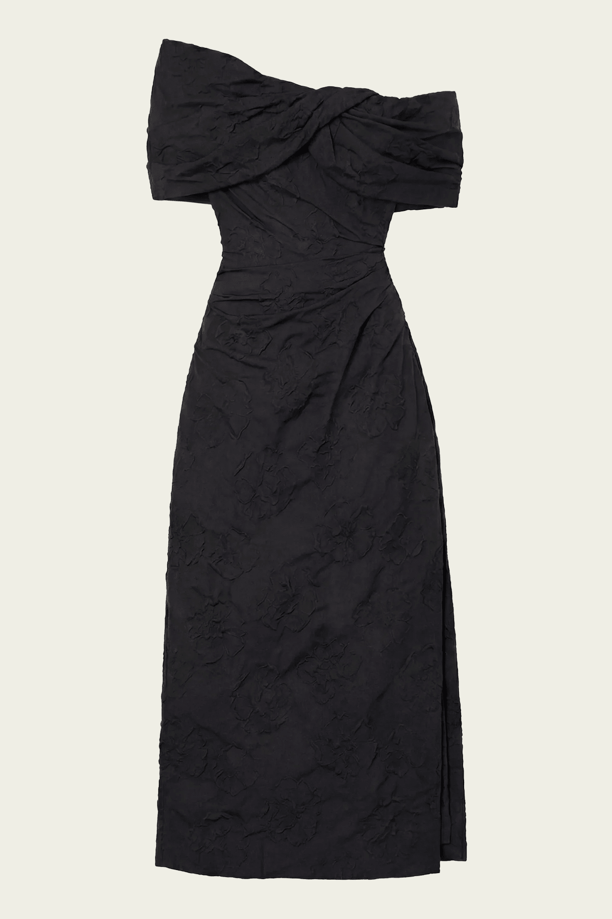 Violeta Off the Shoulder Cloque Dress in Noir - shop-olivia.com