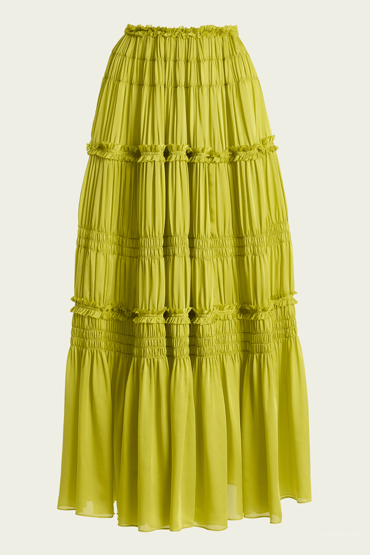Virginie Silk Skirt in Chartreuse - shop - olivia.com