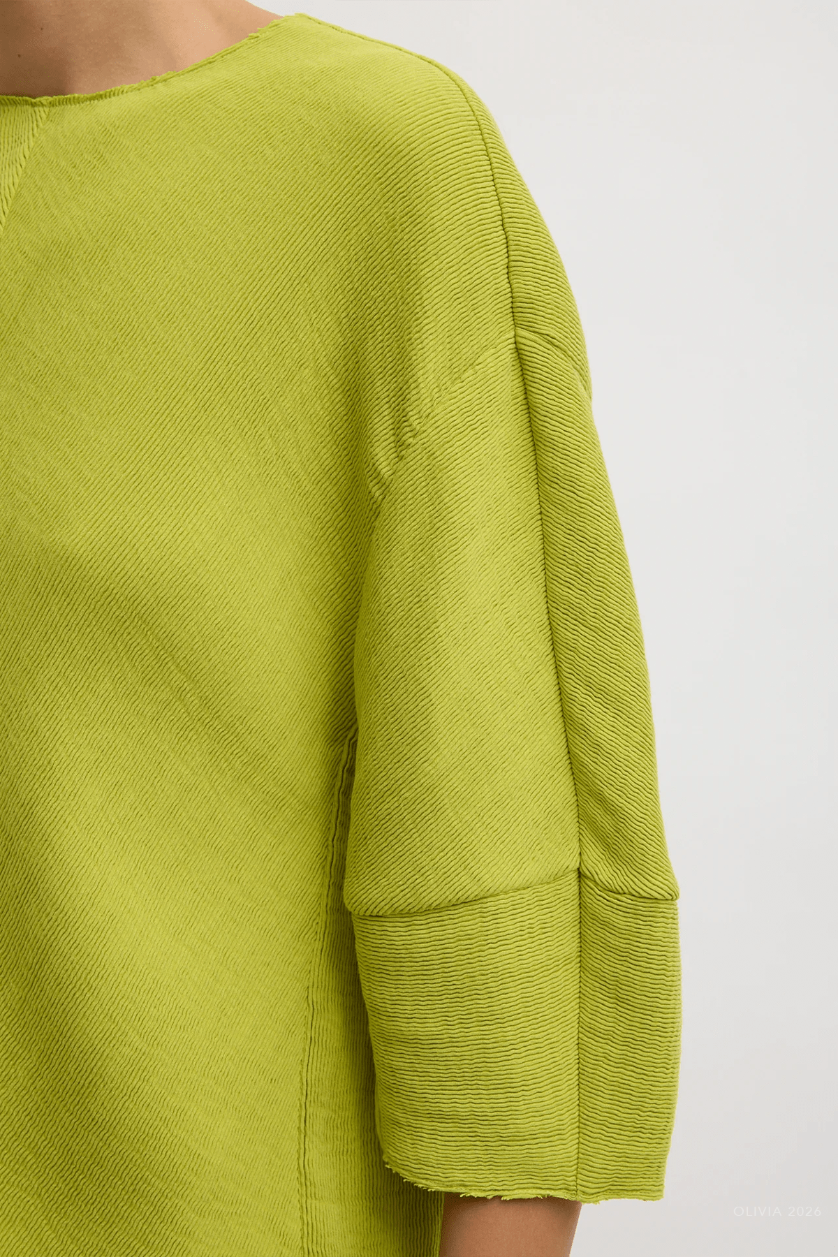 Viscose Plisse Hinged Short Sleeve Top in Pea Pod - shop - olivia.com