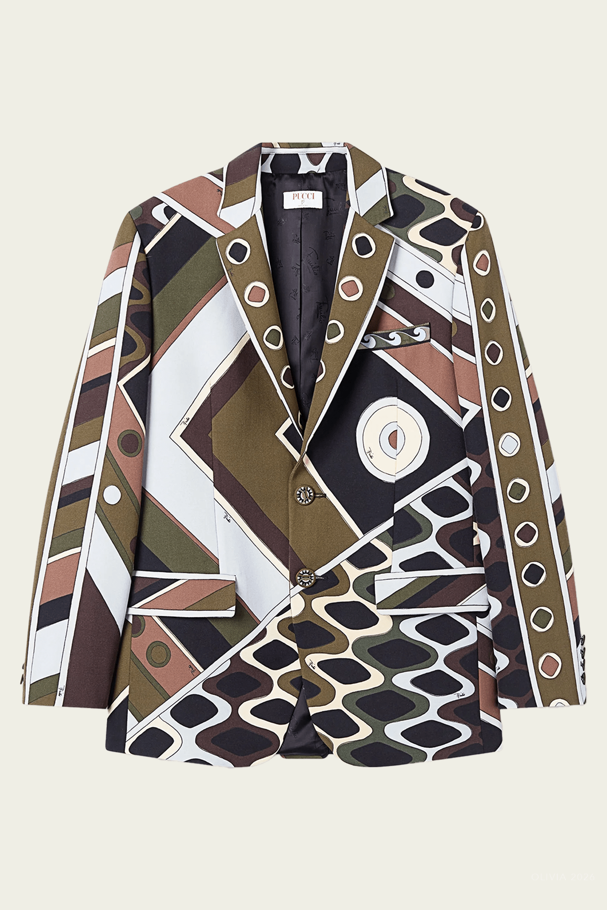 Vivara - Print Oversized Jacket in Khaki Blue - shop - olivia.com