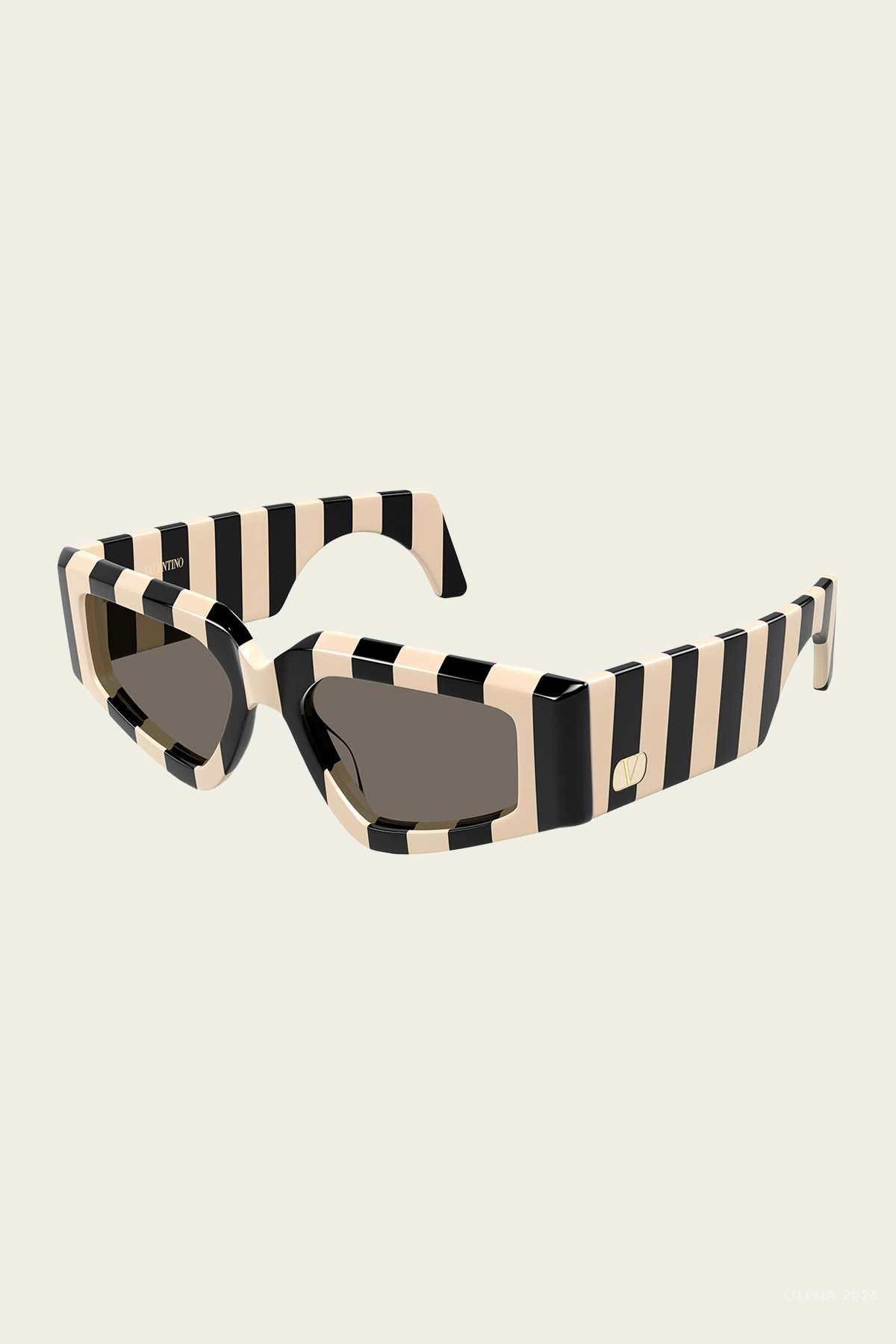 Bold Geometric Sunglasses in Ivory Grey