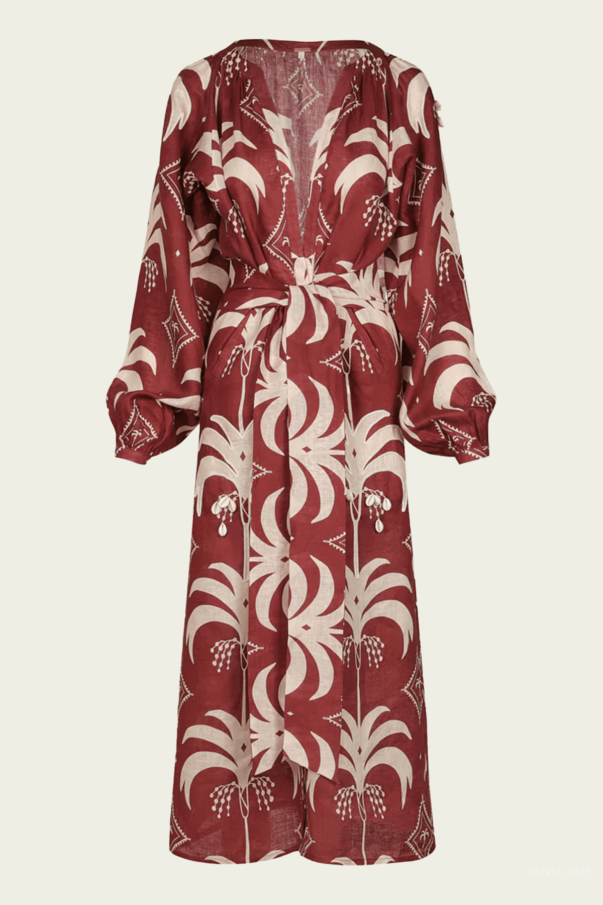 Weaving Waves Tunic Dress in Dark Cherry Ecru