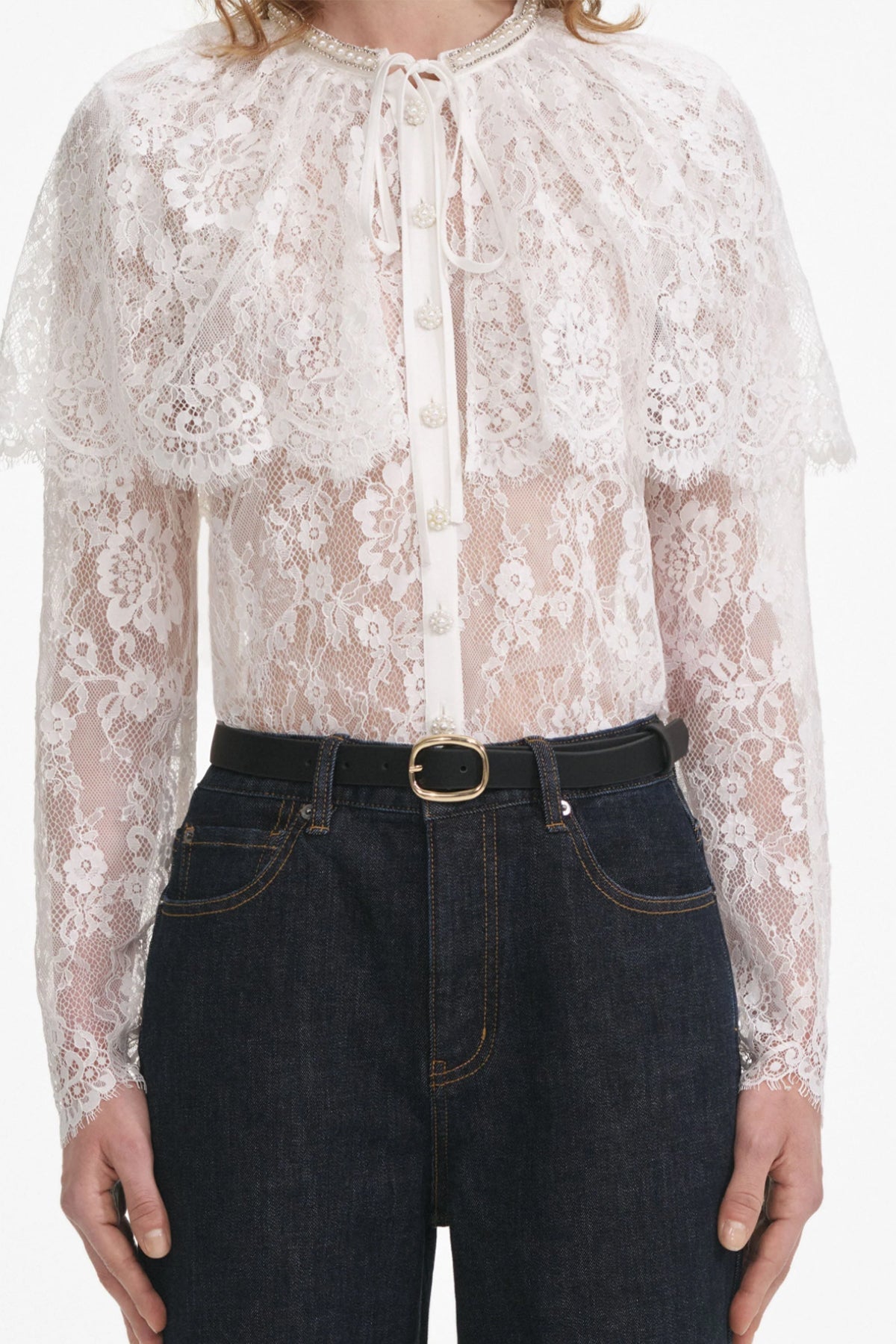 White Lace Cape Top - shop - olivia.com