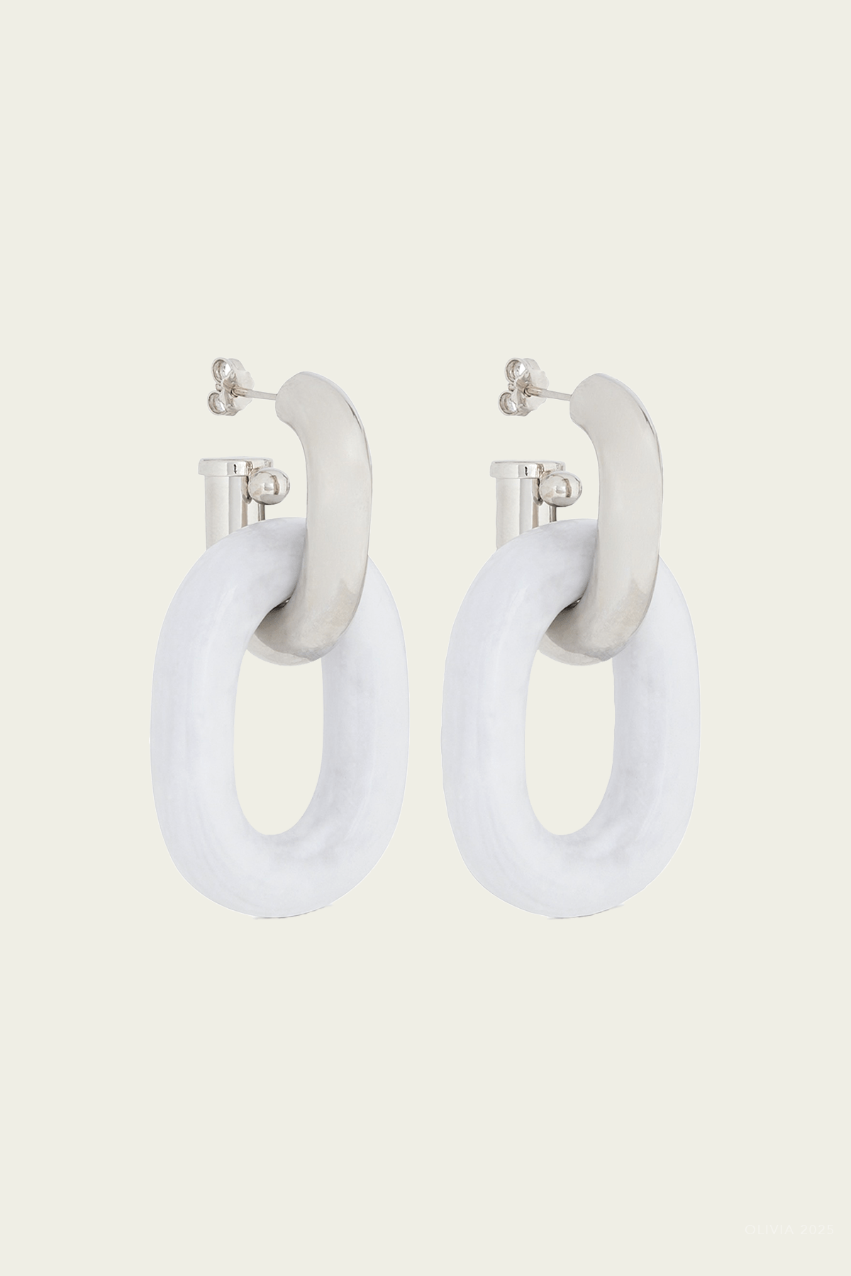 XL Link Chain Hoop Earrings in Silver White - shop - olivia.com