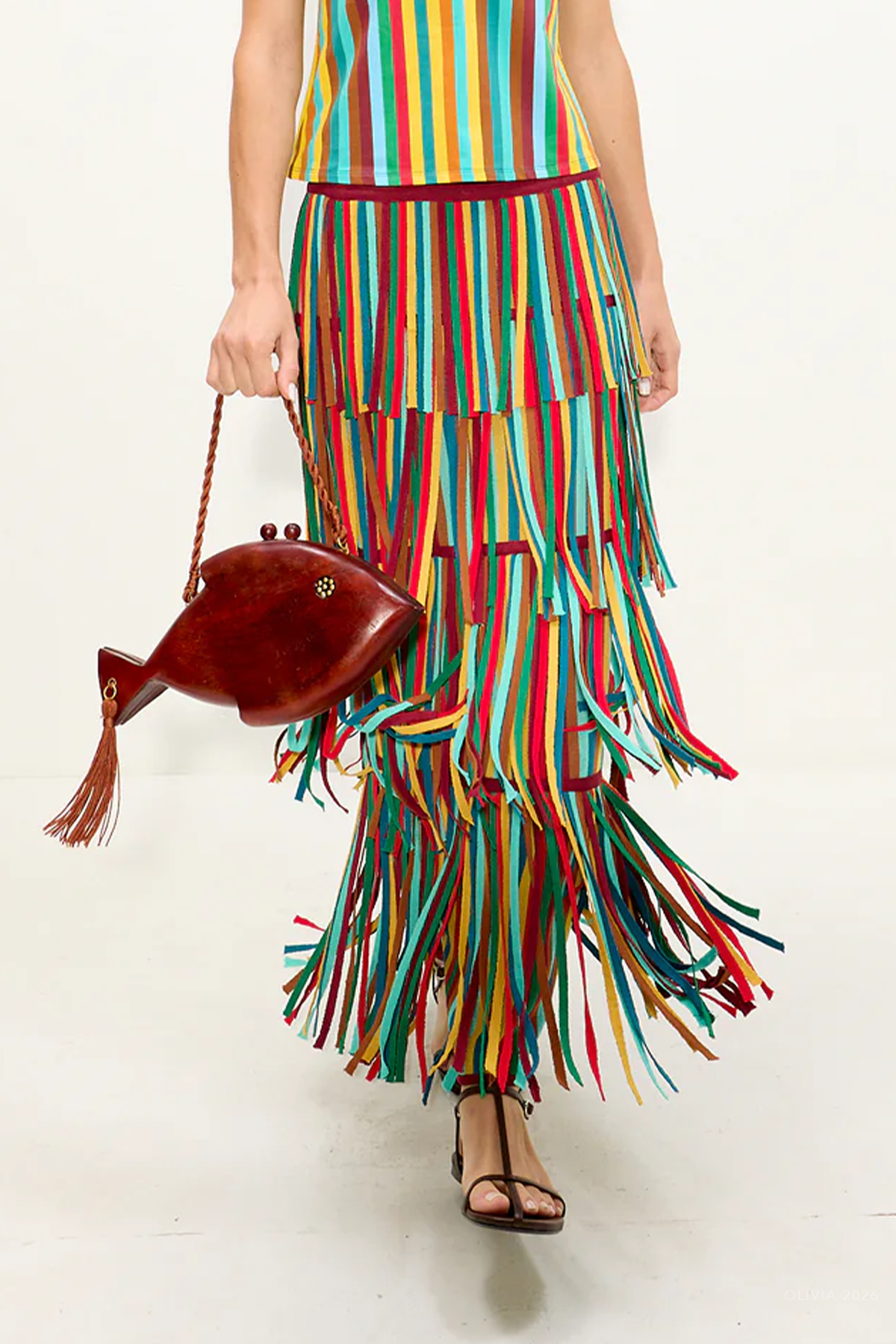 Za Za Knit Skirt in Vibrant Multi Stripe - shop-olivia.com