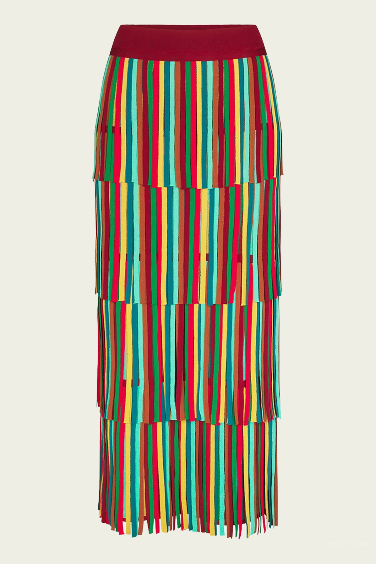 Za Za Knit Skirt in Vibrant Multi Stripe - shop-olivia.com