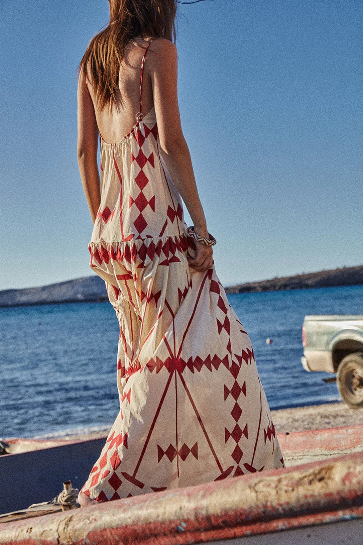 Zea Palm Dress in Ecru Wine - shop - olivia.com