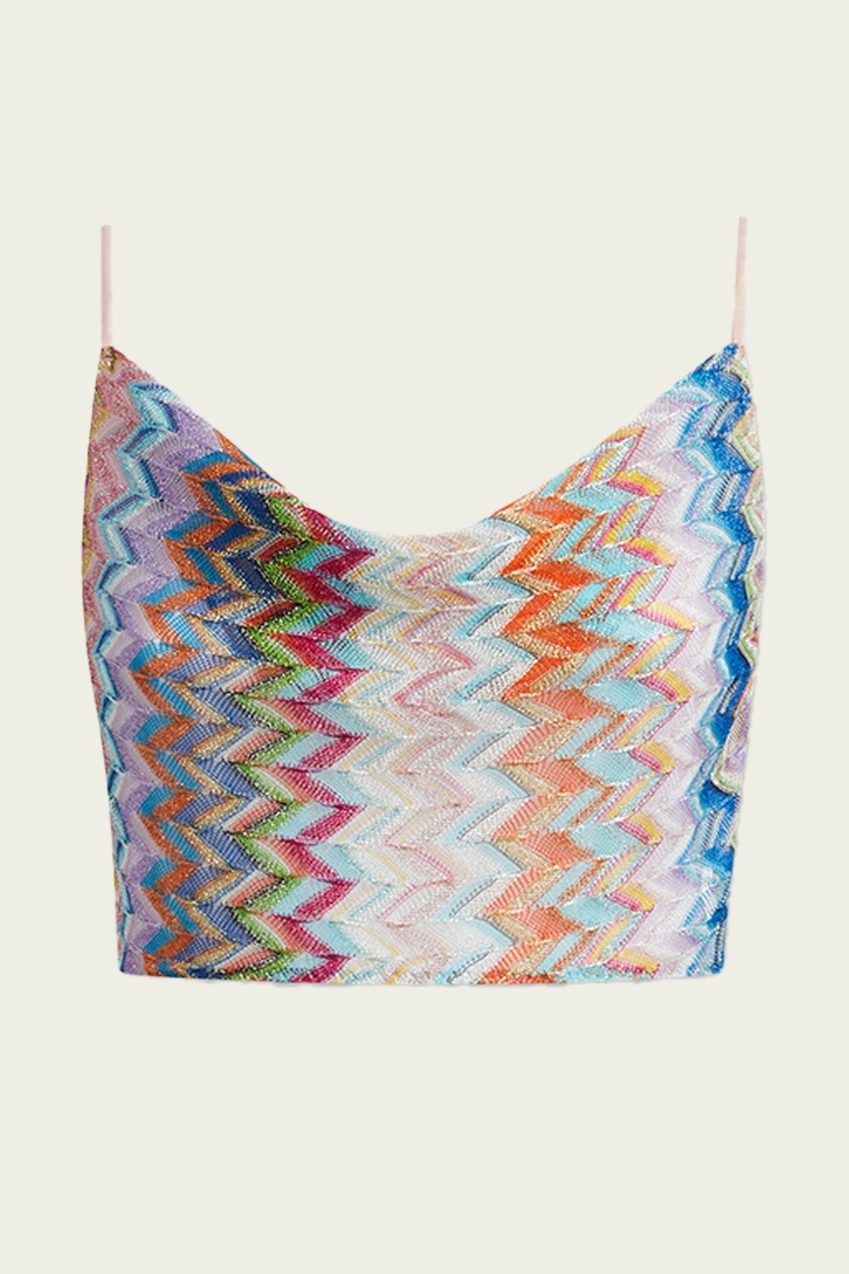Zig-Zag Cropped Top in Multicolor Space-Dyed - shop-olivia.com