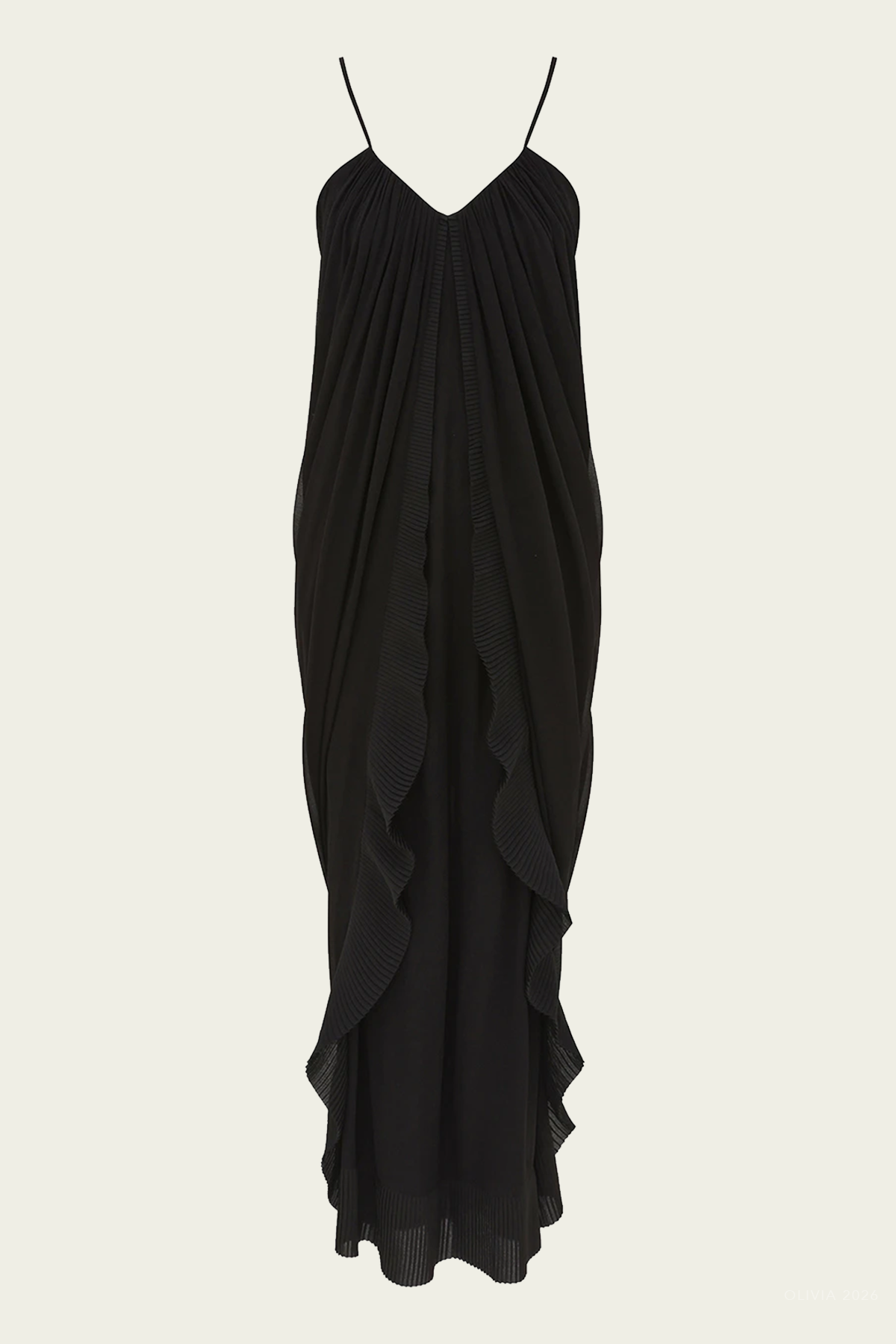 Valiant Floating Slip Dress in Black