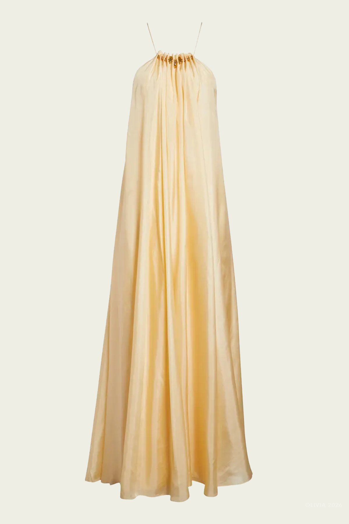 Aster Gathered Bead Maxi Dress in Cream