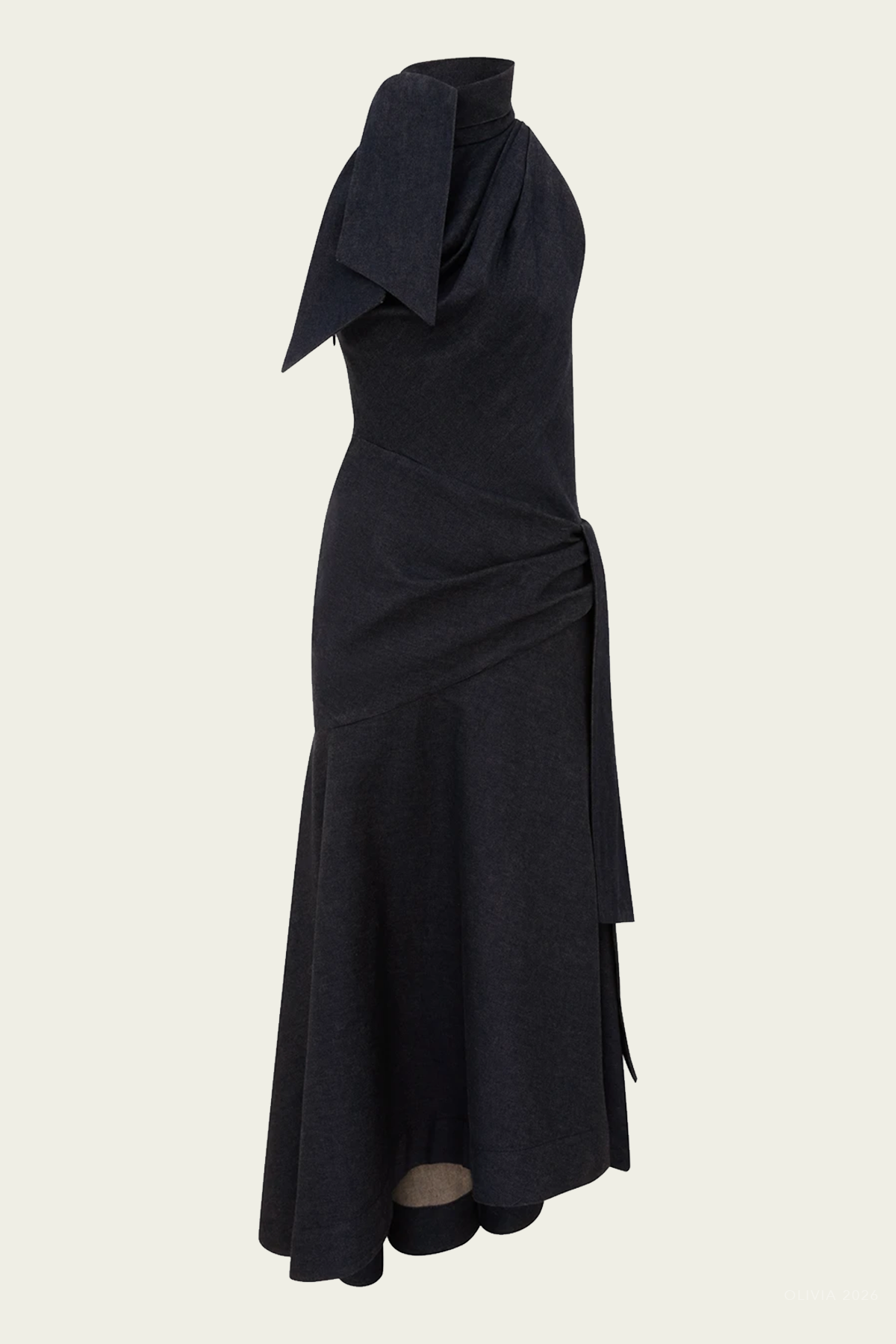 Valiant Draped Denim Dress in Night Sky