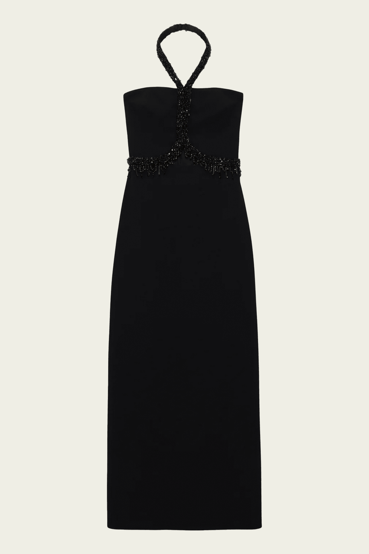 Zoriel Embellished Halter Gown in Black - shop-olivia.com