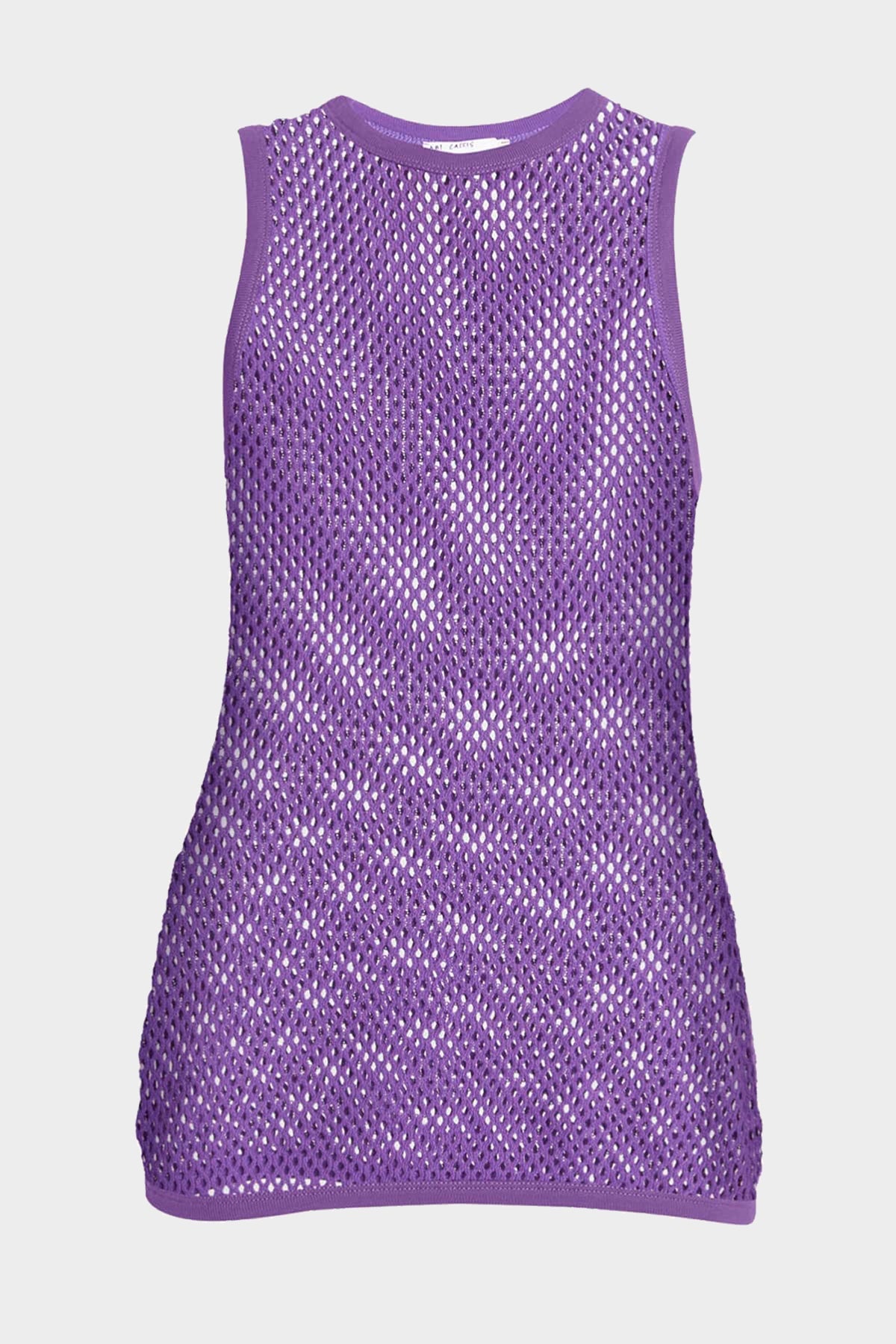 Abi Cotton Fishnet Sleeveless Top in Cassis - shop-olivia.com
