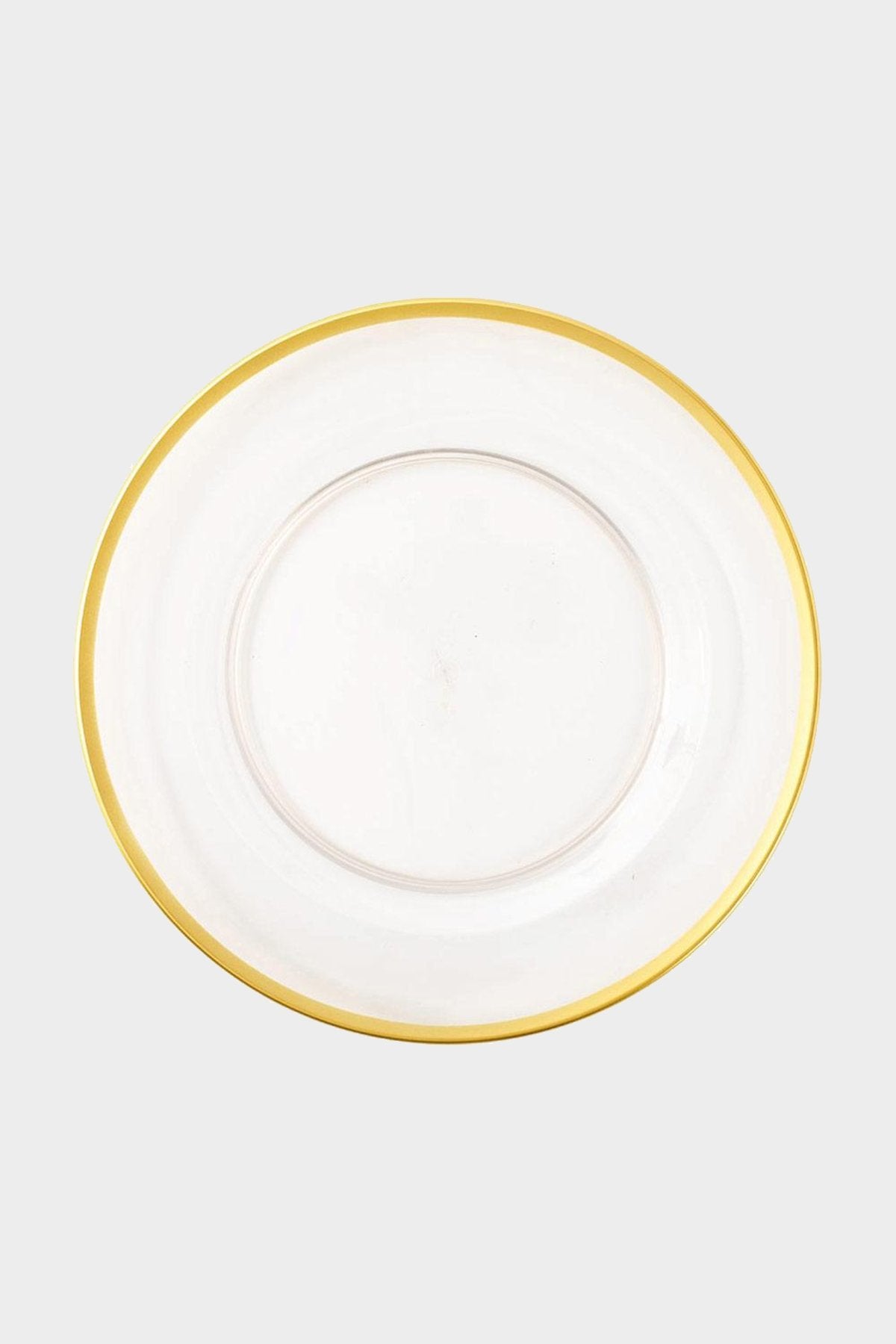 Acrylic Plate Charger in Clear with Gold Rim - shop-olivia.com