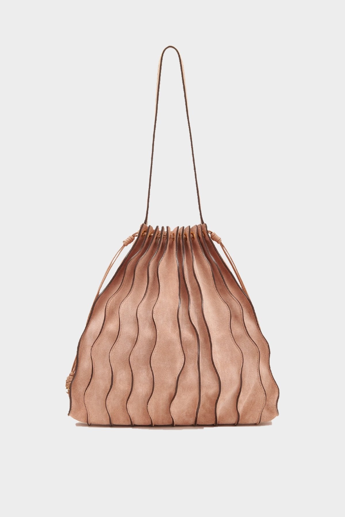 Adria Large Pleated Wave Bag in Blush - shop-olivia.com