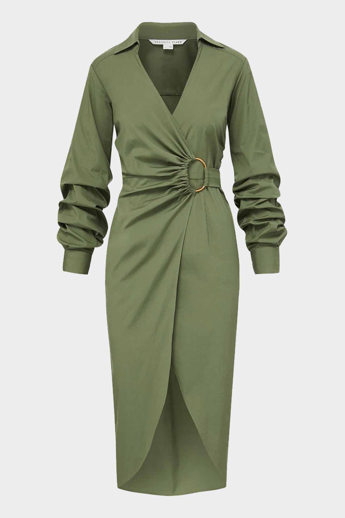 Afton Wrap Dress in Stone Army - shop-olivia.com