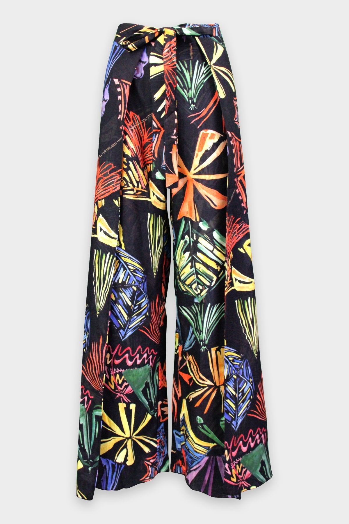 Agnes Pareo Trousers in Black Print - shop-olivia.com