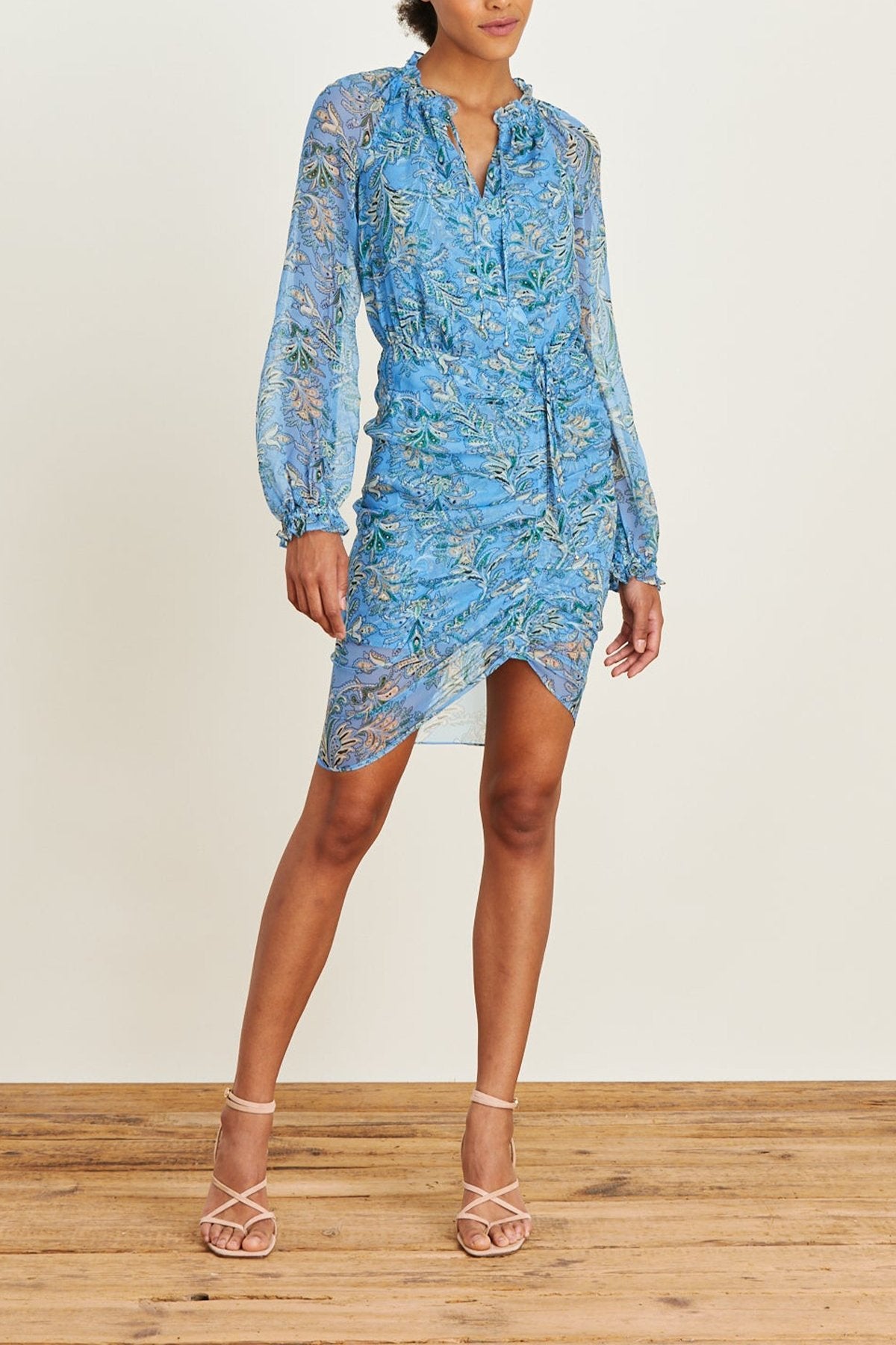 Becky Floral Dress in Aero Blue Multi - shop-olivia.com