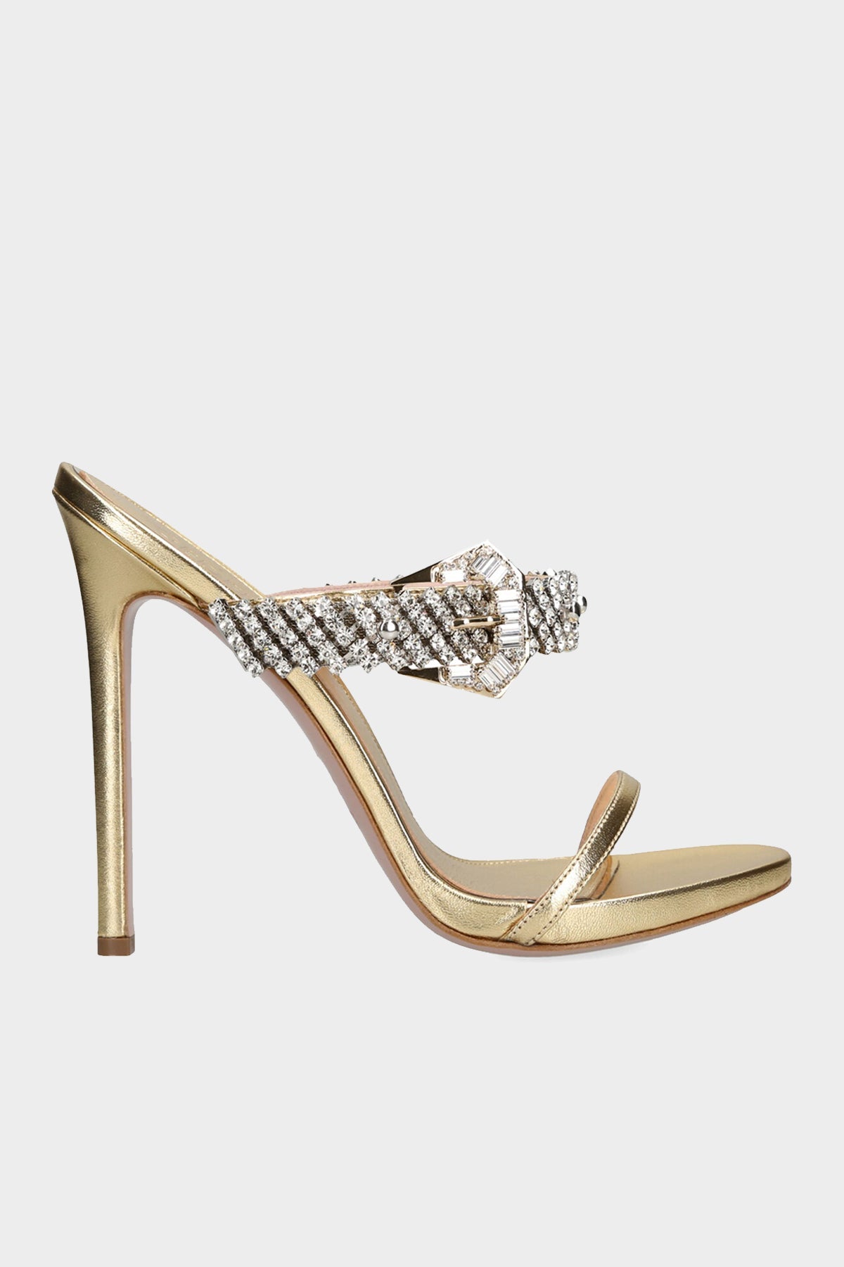 Bianca Leather Sandal 120 in Gold - shop-olivia.com