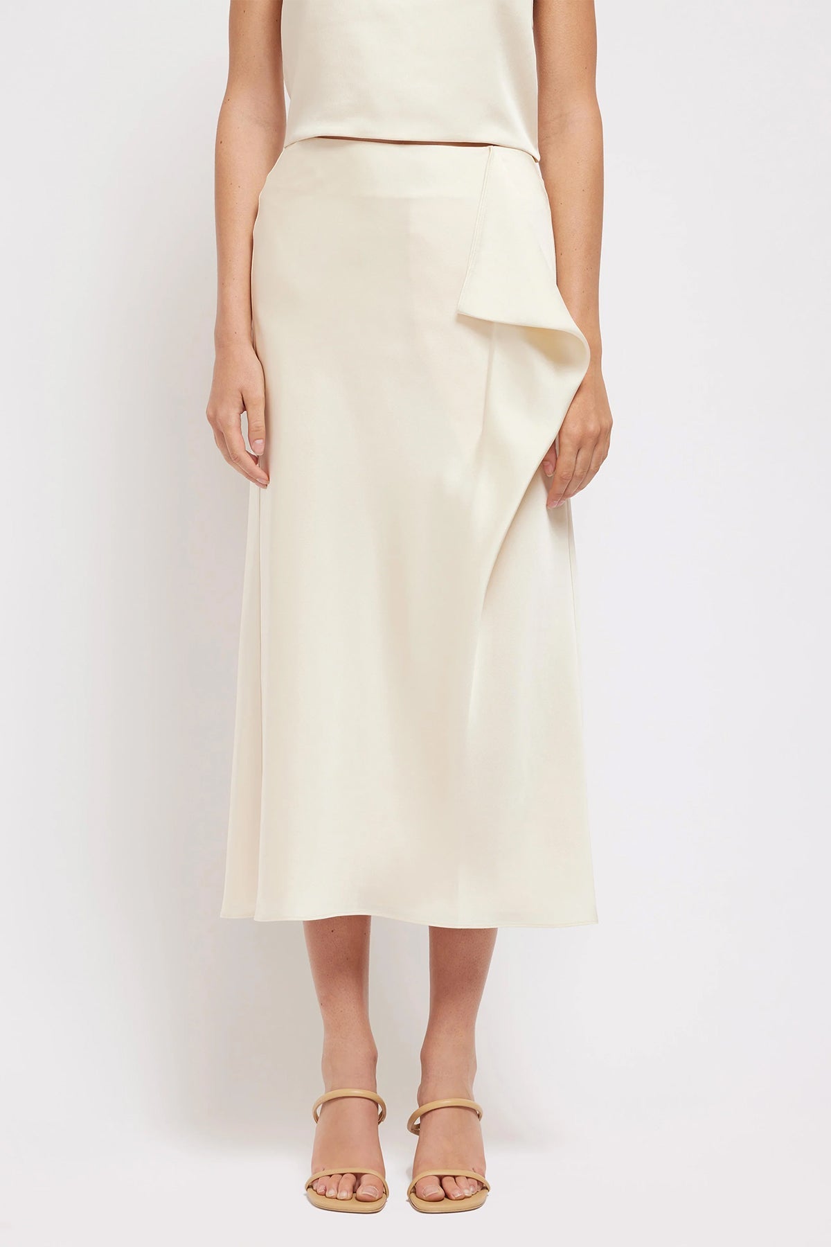 Blane Midi Skirt in Ecru - shop-olivia.com