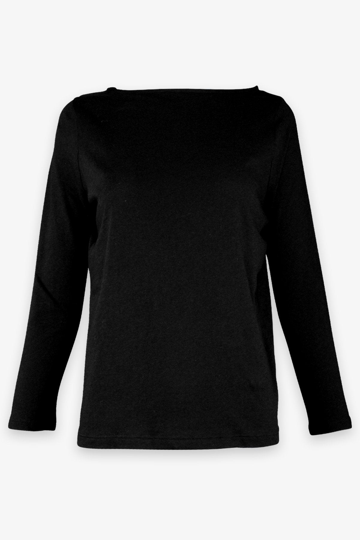 Bracelet Sleeve Boat Neck Top in Black - shop-olivia.com