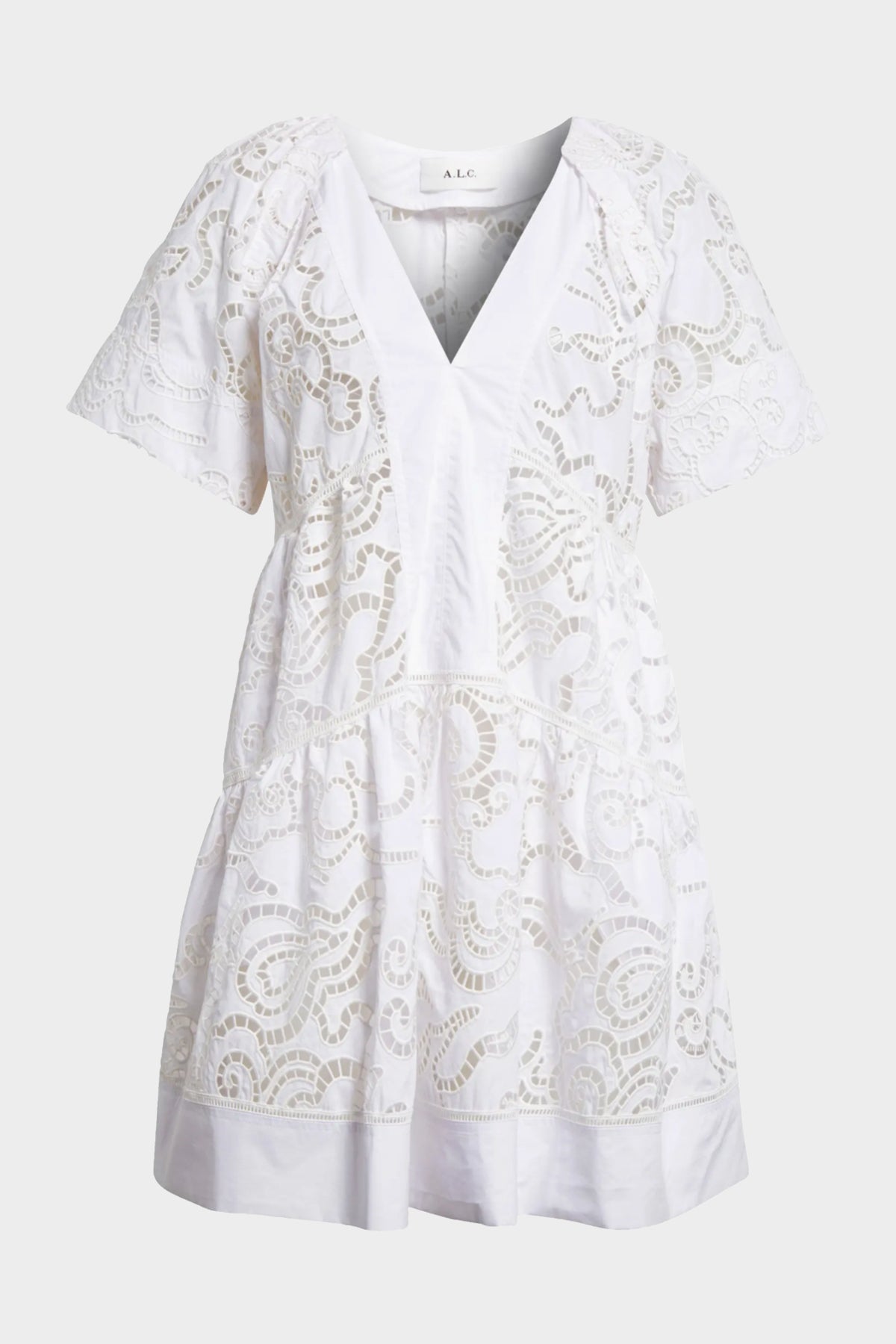 Camila Embroidered Cotton Mini Dress in White - shop-olivia.com