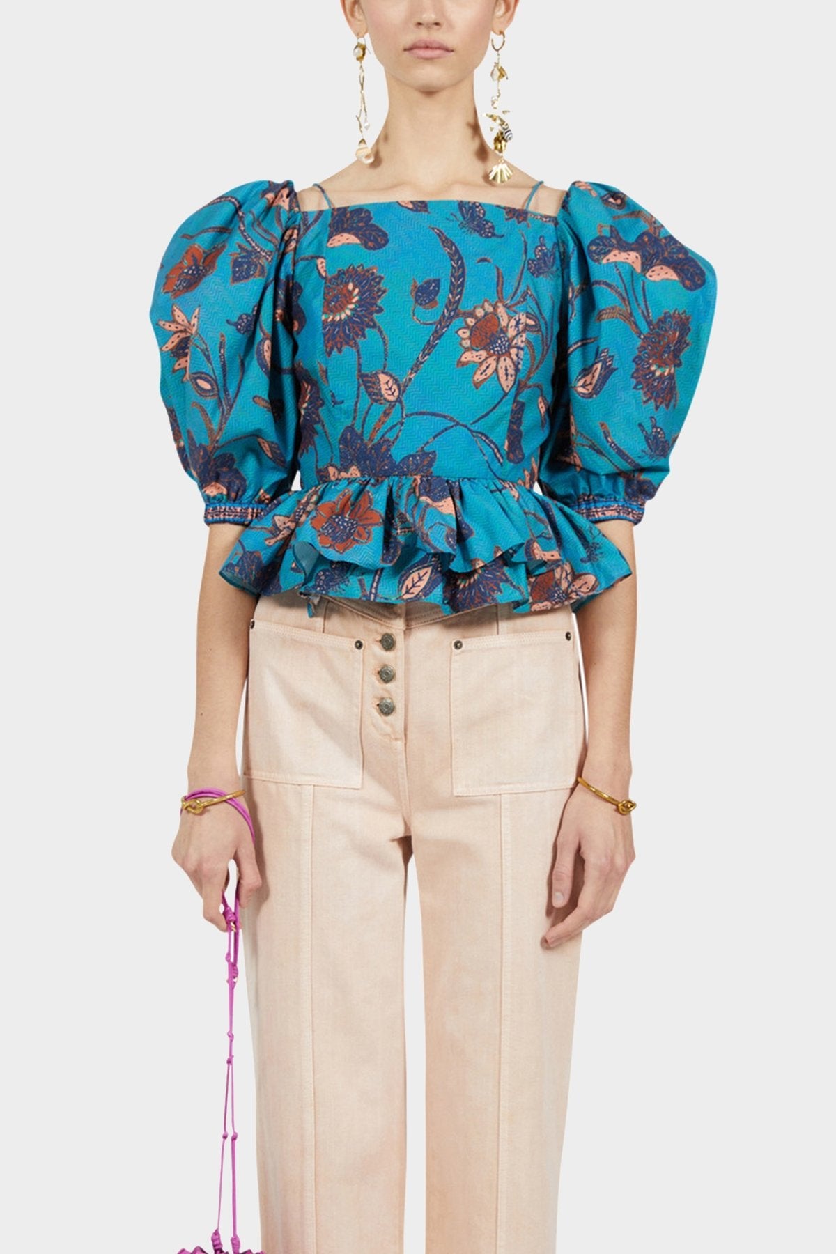 Carlotta Blouse in Lagoon - shop-olivia.com