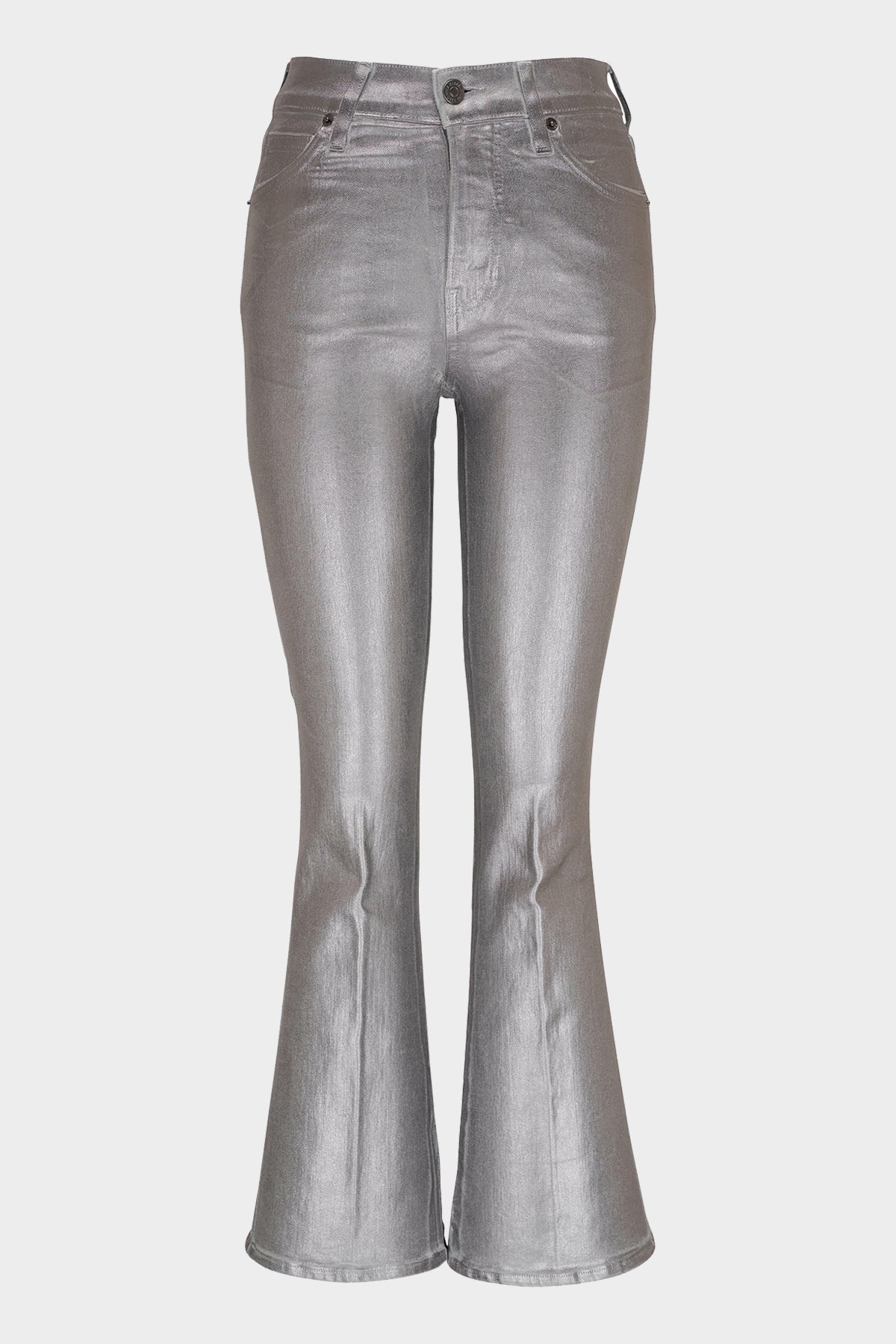 Carson Metallic High-Rise Ankle Jean in Gunmetal - shop-olivia.com