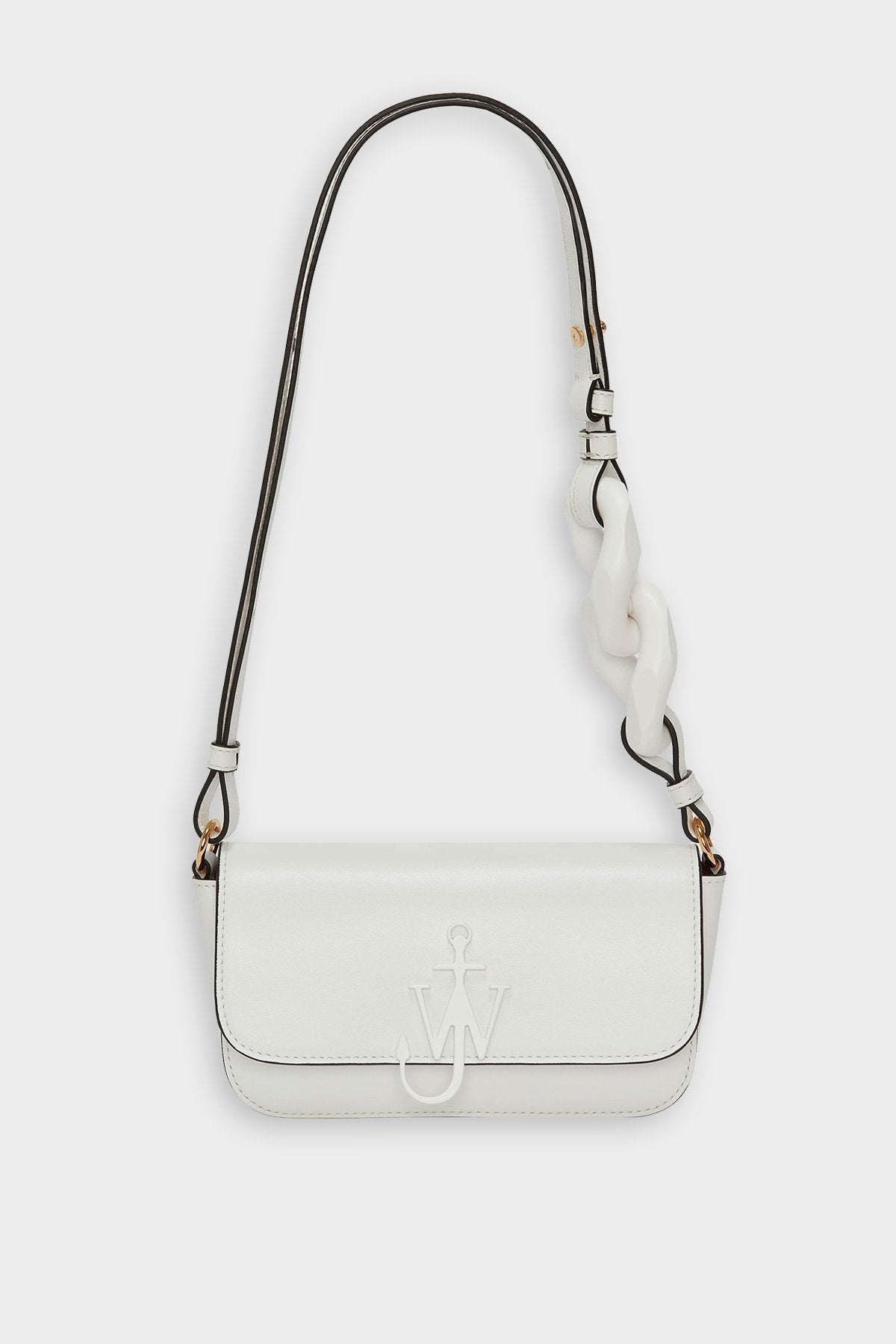 Chain Baguette Anchor Bag in White - shop-olivia.com