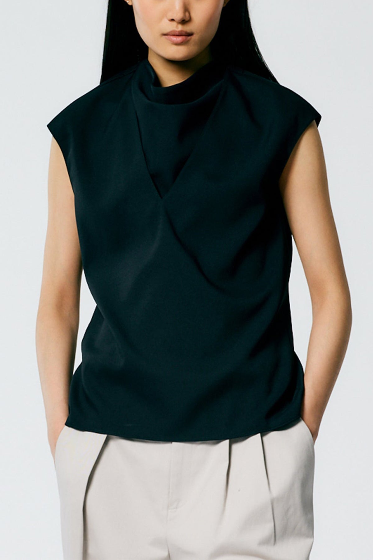 Chalky Drape Handkerchief Top in Black - shop-olivia.com