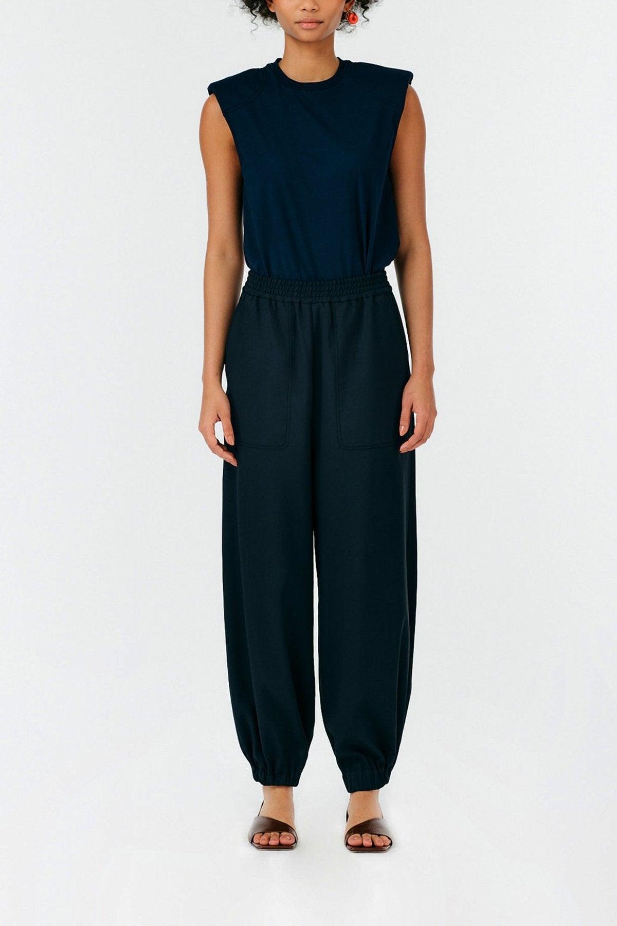 Chalky Drape Plashet Jogger in Black - shop-olivia.com