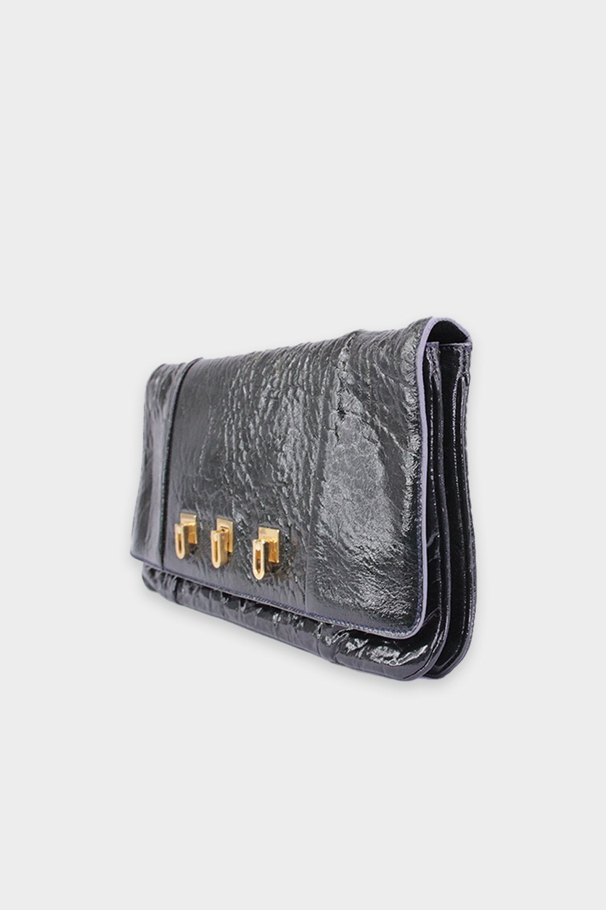 Chloe Dark Green Patent Leather Medium Clutch - shop-olivia.com