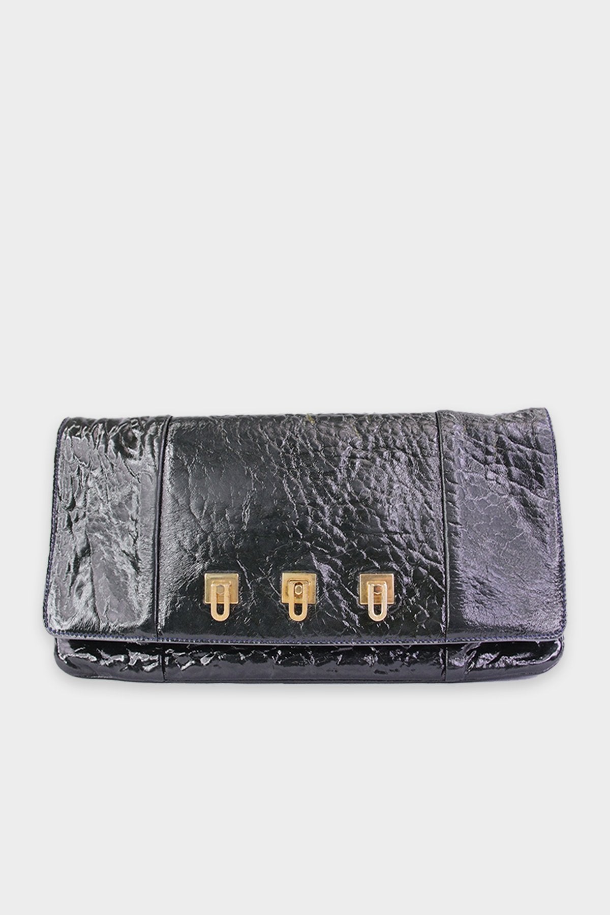 Chloe Dark Green Patent Leather Medium Clutch - shop-olivia.com