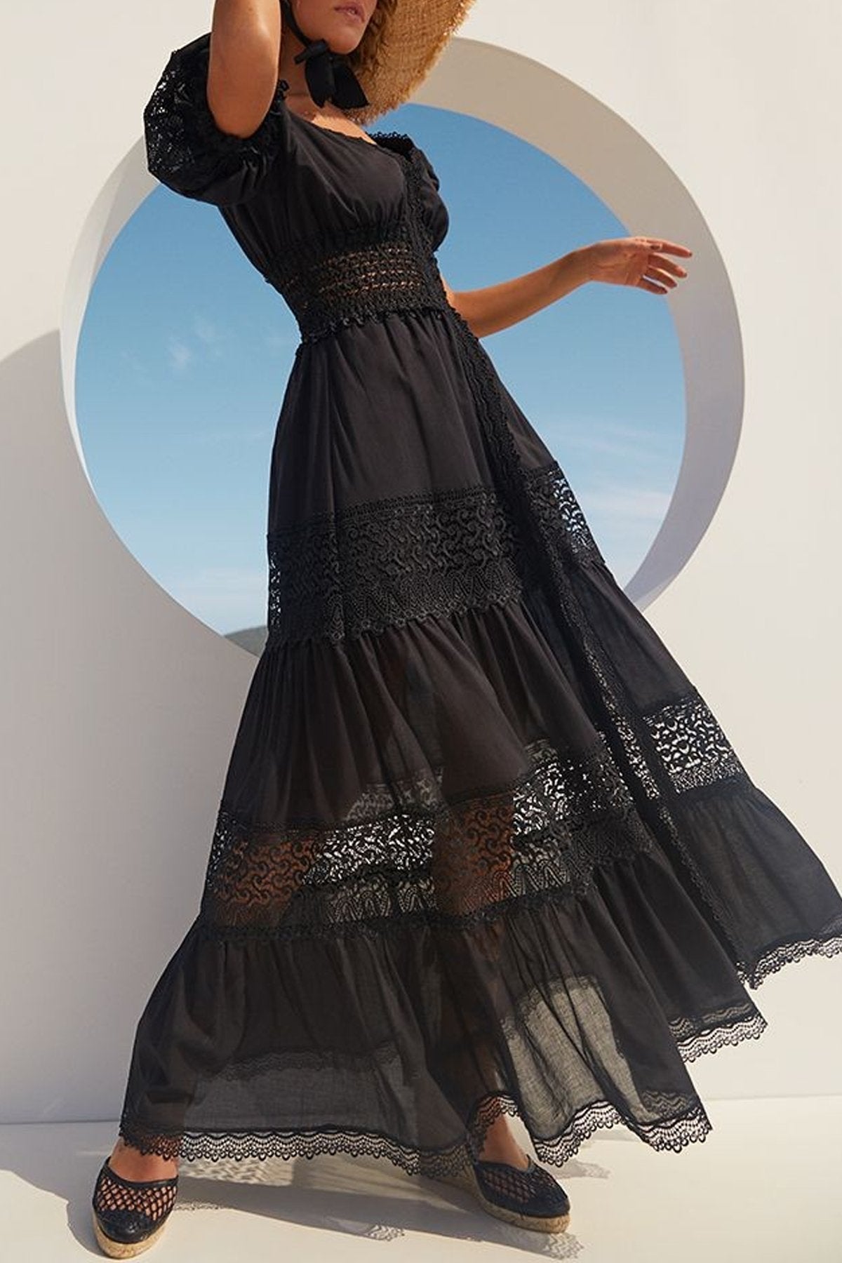 Clemence Long Dress in Black - shop-olivia.com