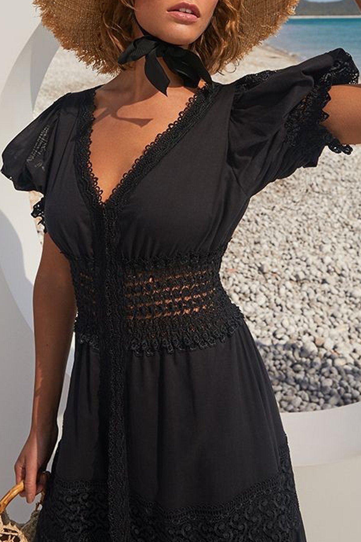 Clemence Long Dress in Black - shop-olivia.com