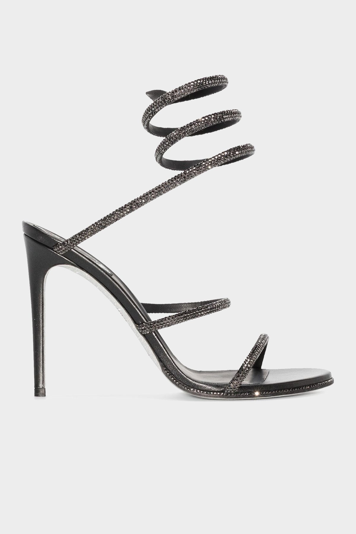 Cleo Crystal-Embellished Strap Sandal 105 in Grey Jet - shop-olivia.com