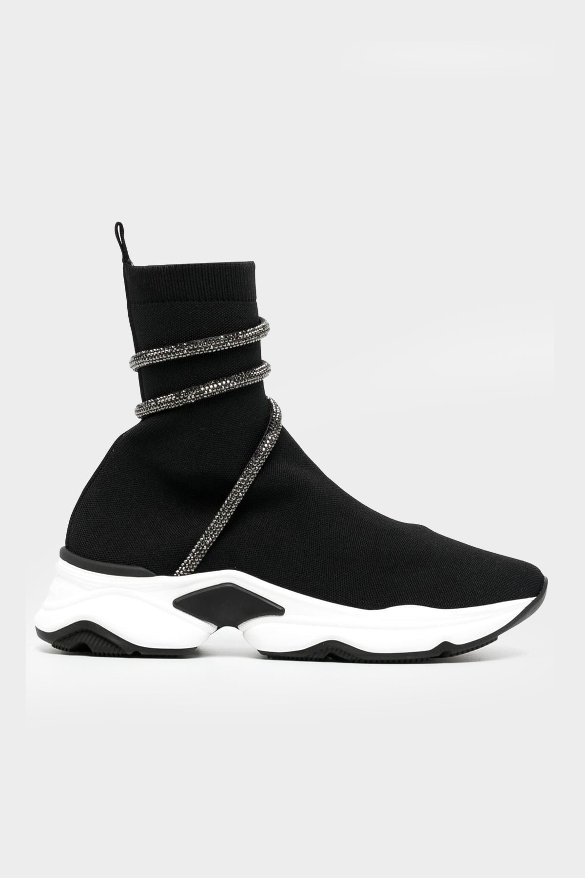 Cleo Crystal Wrap Sock Sneakers in Black - shop-olivia.com