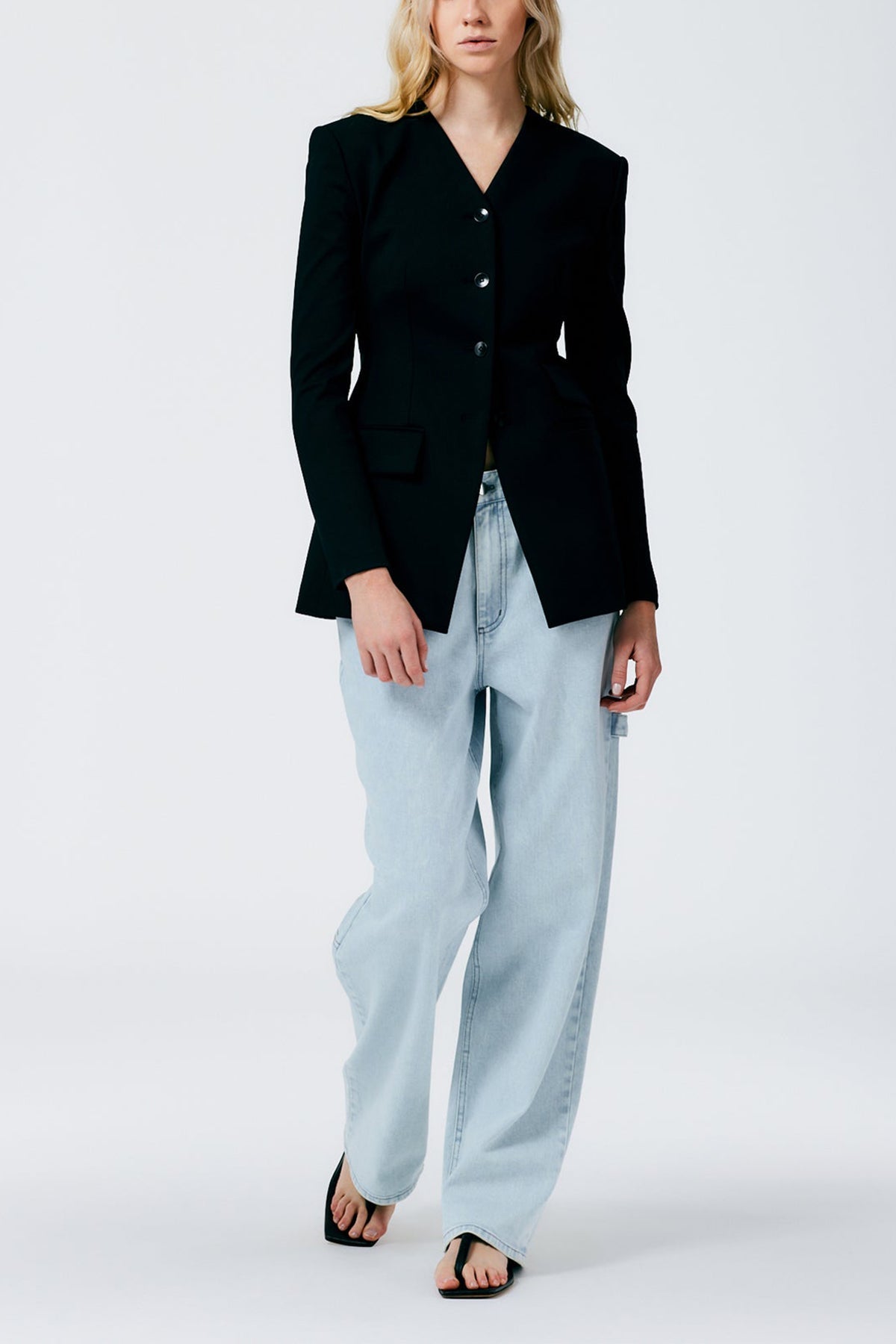 Compact Ultra Stretch Knit Fitted Blazer in Black - shop-olivia.com