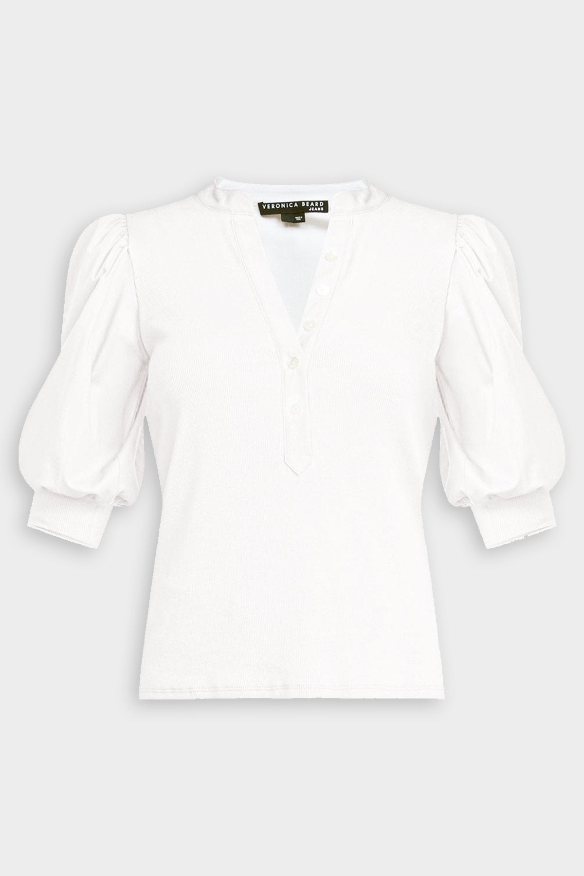 Coralee Puffed-Sleeve Top in White - shop-olivia.com